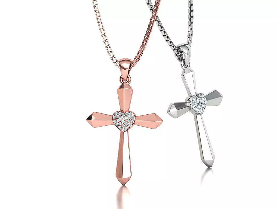 30mm Heart Cross Own Design 3dprint necklace  3D print model_0