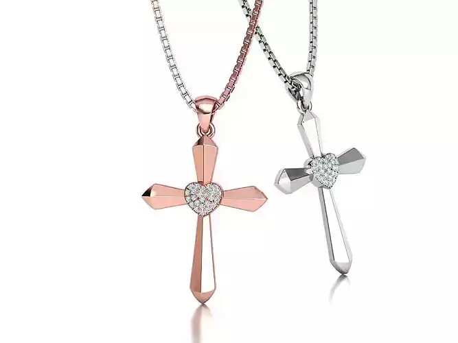 30mm Heart Cross Own Design 3dprint necklace  3D print model
