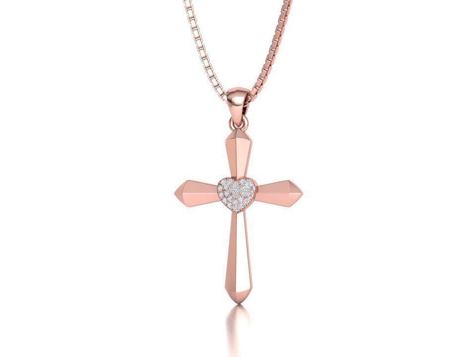 30mm Heart Cross Own Design 3dprint necklace  3D print model_31