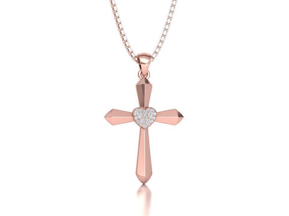 30mm Heart Cross Own Design 3dprint necklace  3D print model_22