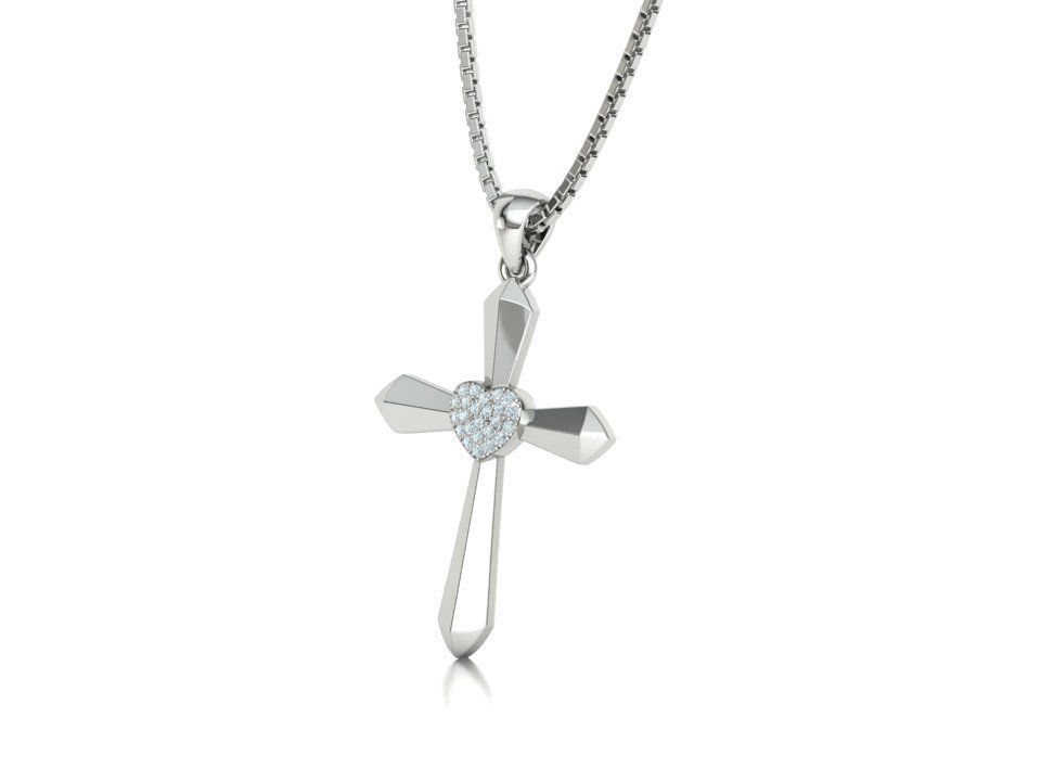 30mm Heart Cross Own Design 3dprint necklace  3D print model_30