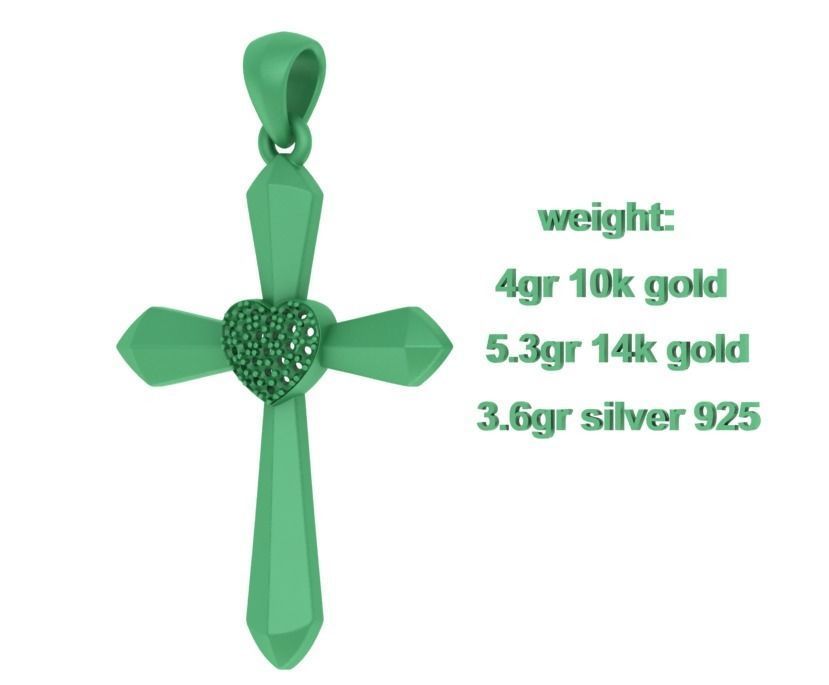 30mm Heart Cross Own Design 3dprint necklace  3D print model_15