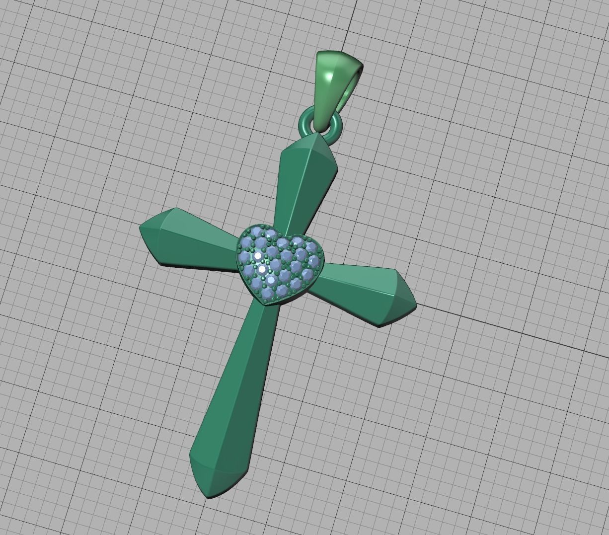 30mm Heart Cross Own Design 3dprint necklace  3D print model_12