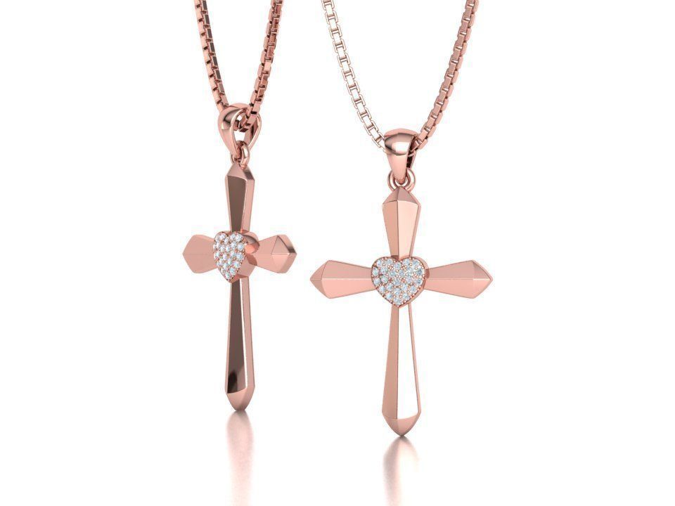 30mm Heart Cross Own Design 3dprint necklace  3D print model_4