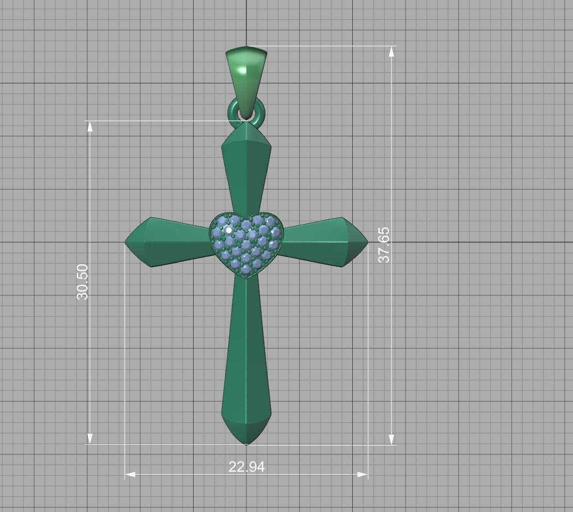 30mm Heart Cross Own Design 3dprint necklace  3D print model_14