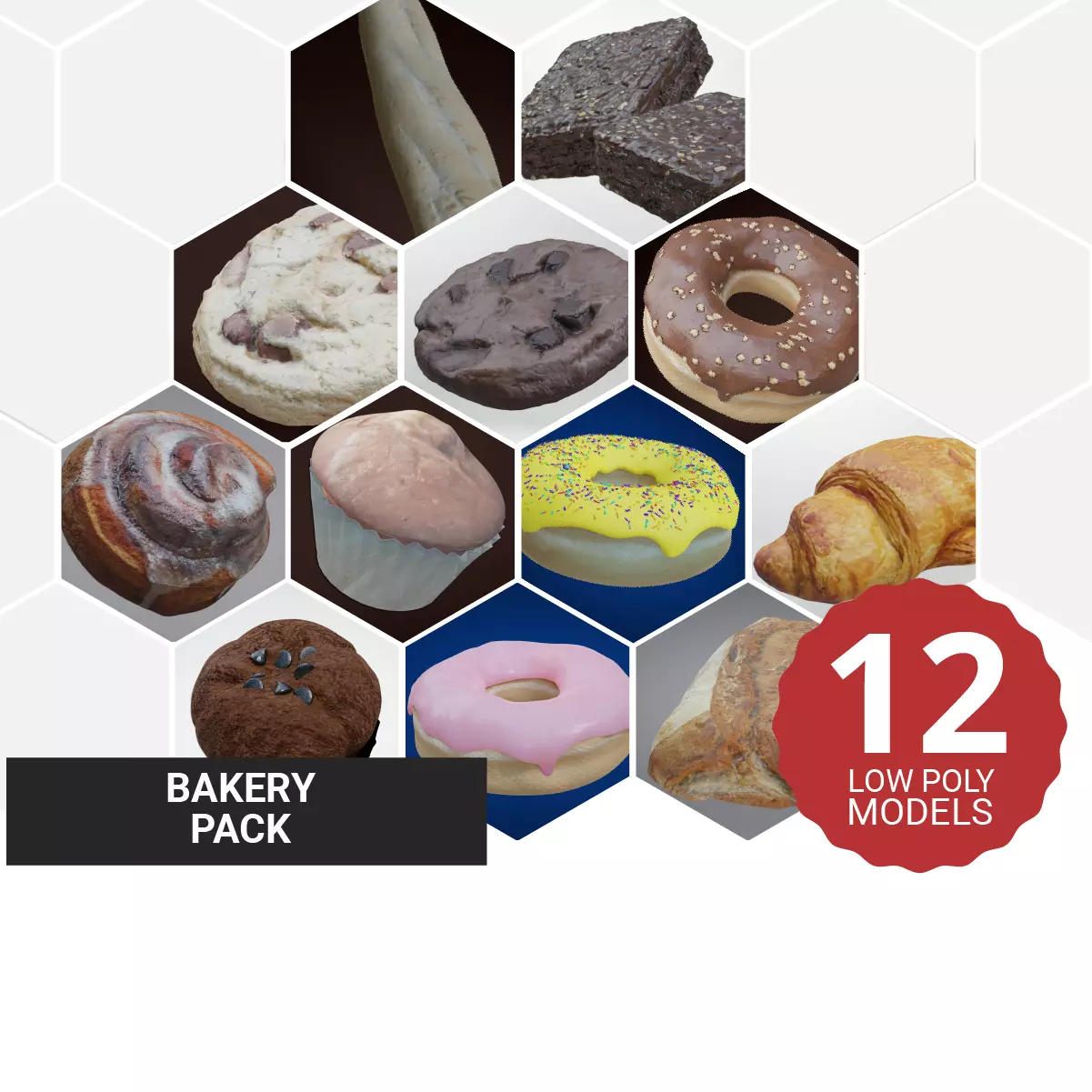 12 Bakery Pack 3d Low poly 3D Model Collection _0