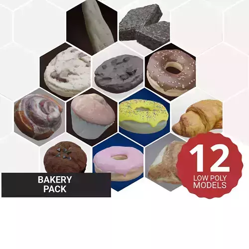 12 Bakery Pack 3d Low poly 3D Model Collection 12 Bakery Pack 3d Low poly 3D Model Collection
