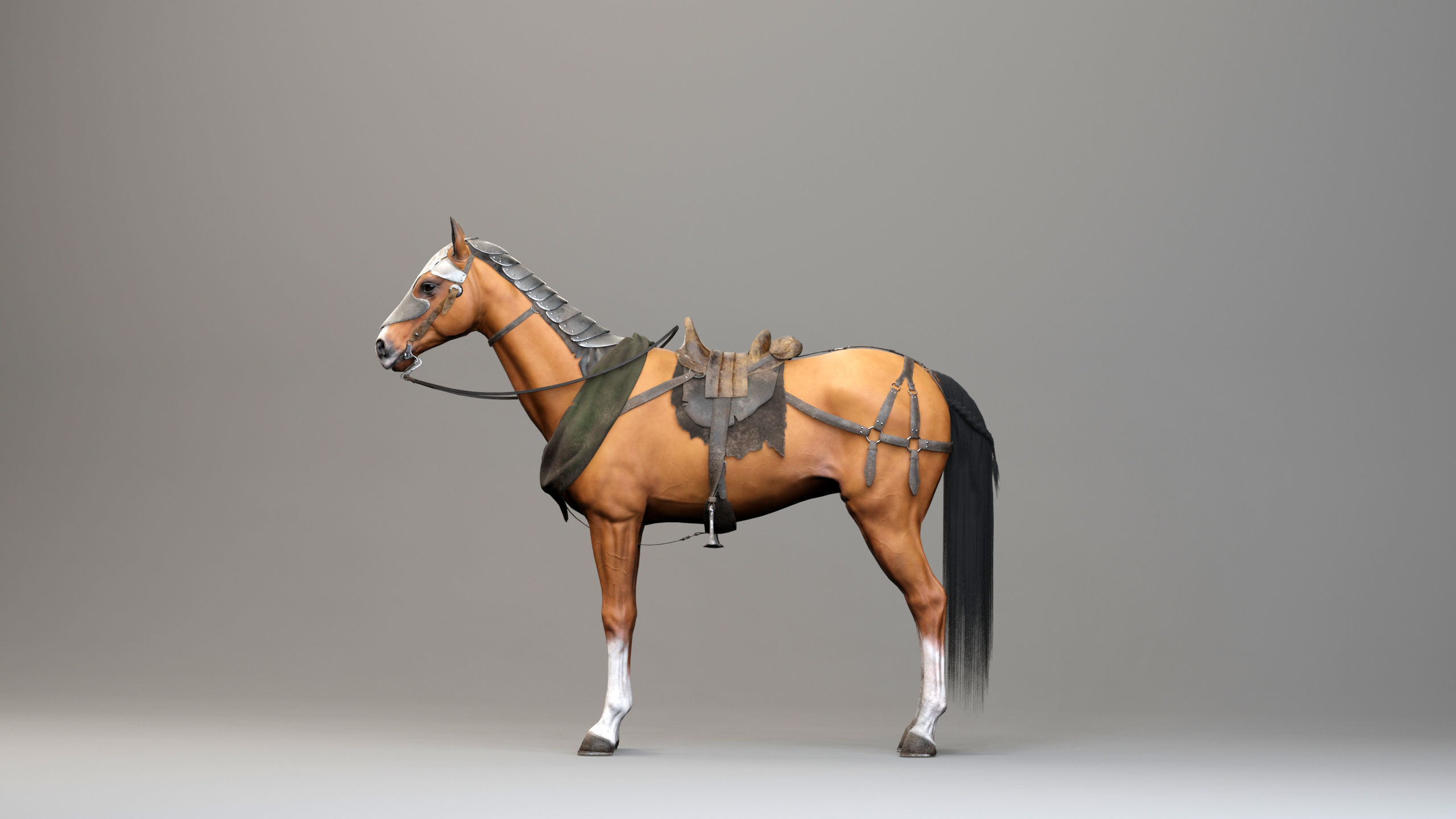 Classic Horse - Medieval Type Low-poly 3D model_5