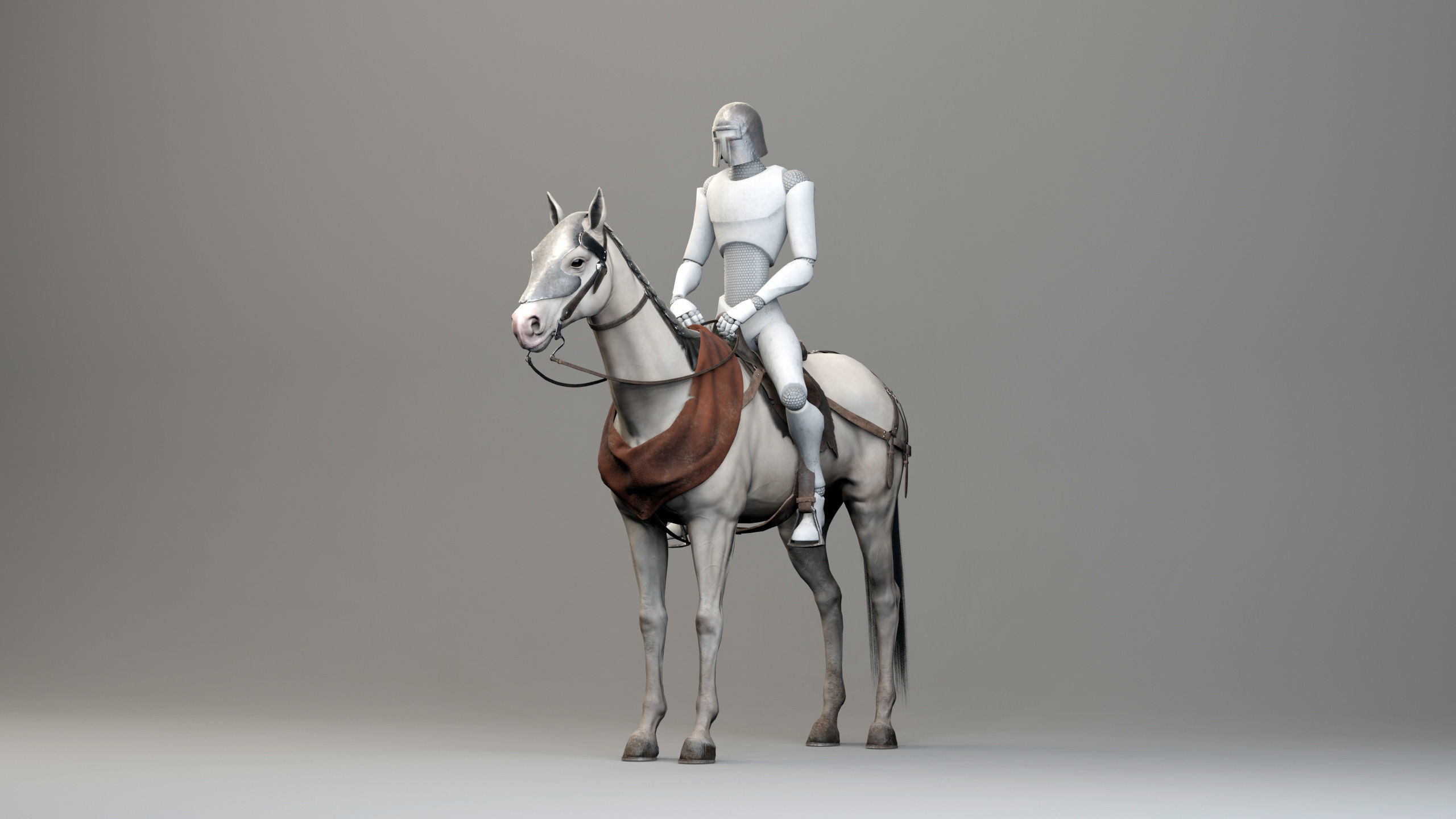 Classic Horse - Medieval Type Low-poly 3D model_3