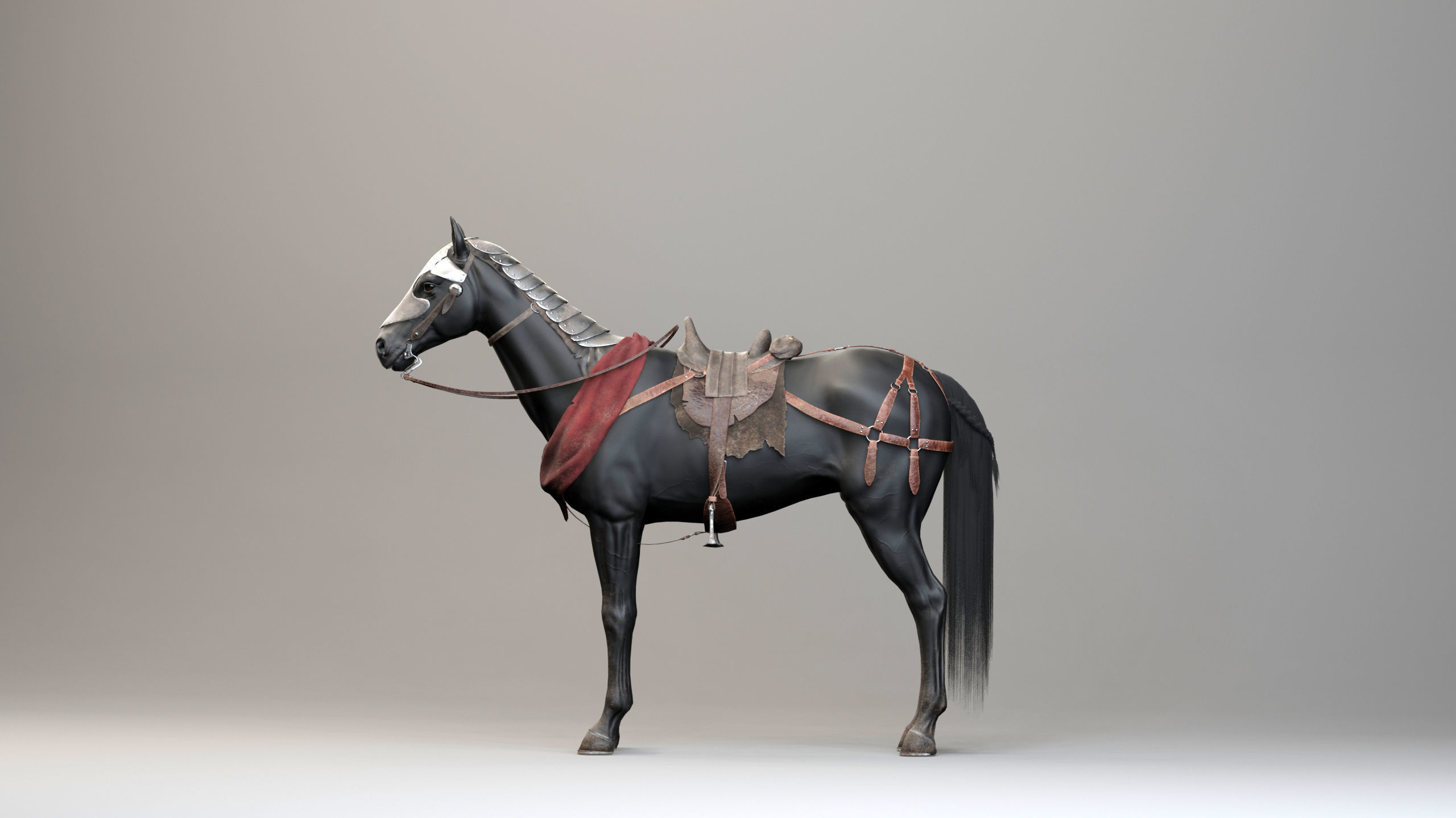 Classic Horse - Medieval Type Low-poly 3D model_9