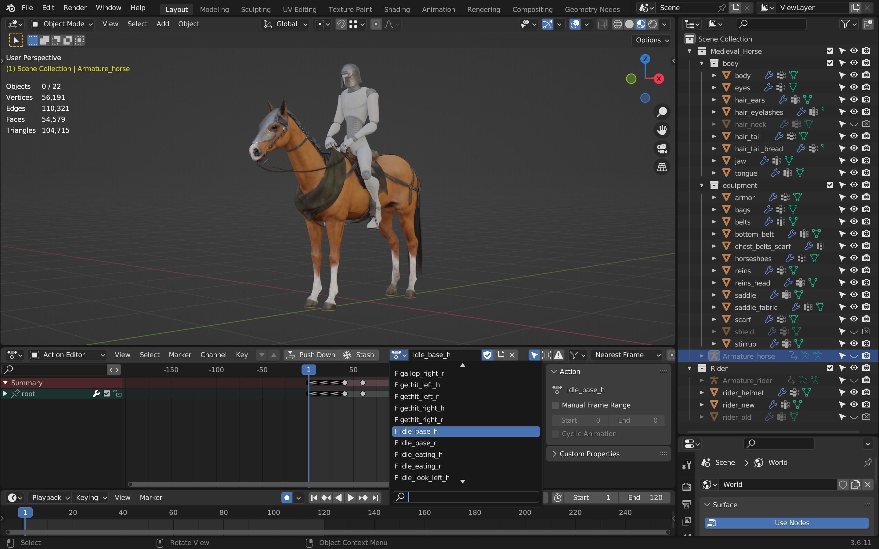 Classic Horse - Medieval Type Low-poly 3D model_11