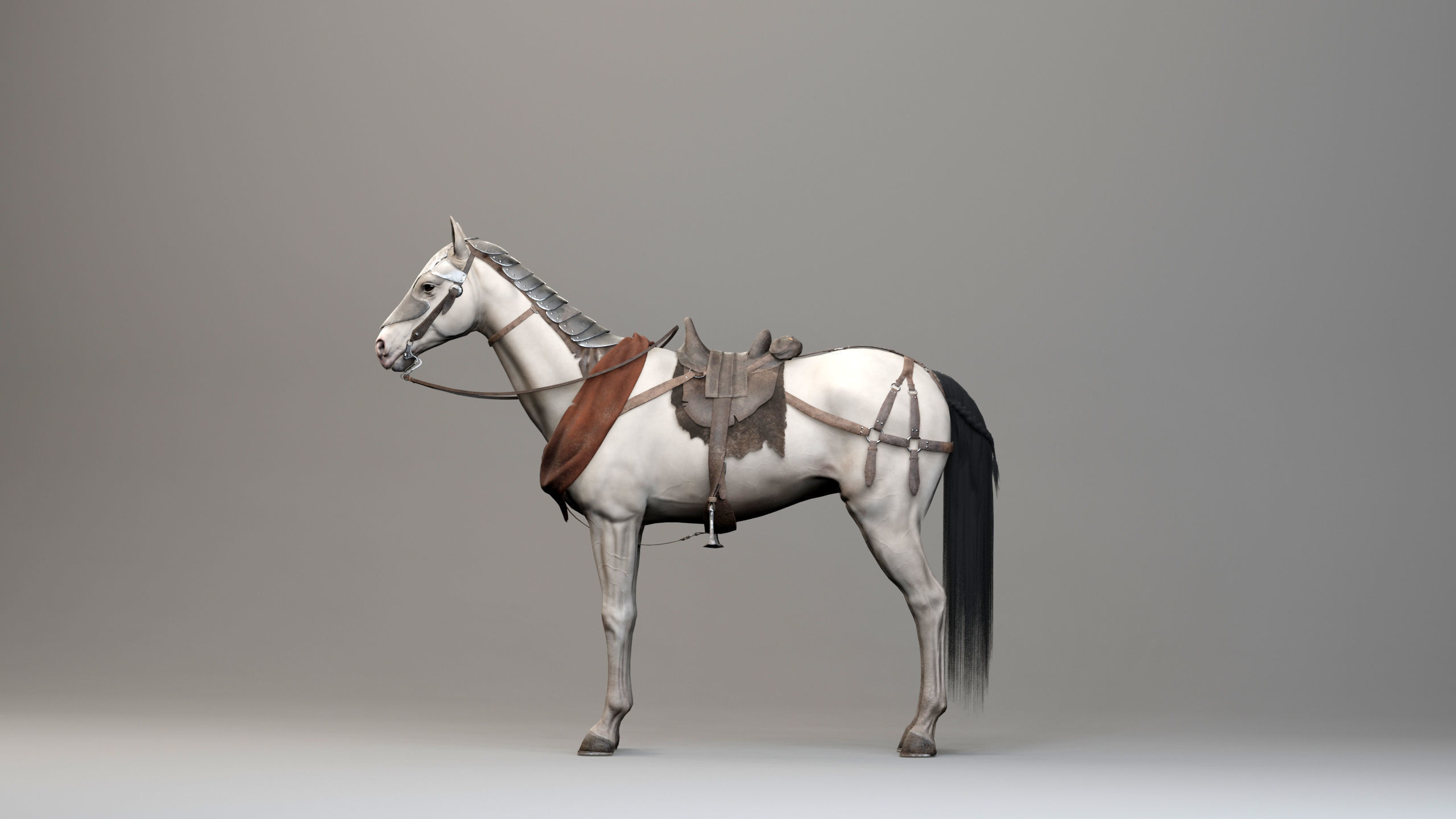 Classic Horse - Medieval Type Low-poly 3D model_7