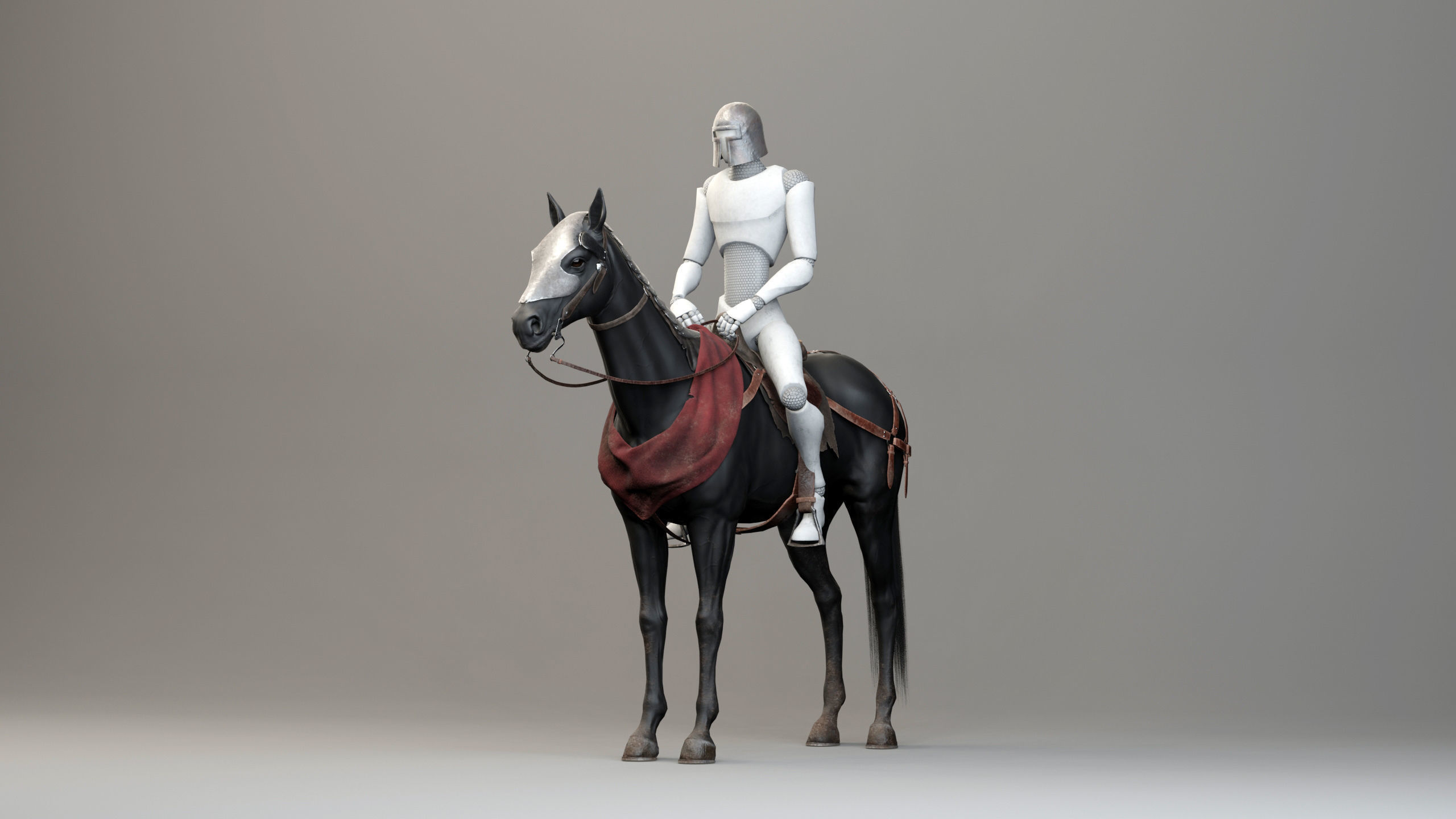 Classic Horse - Medieval Type Low-poly 3D model_4