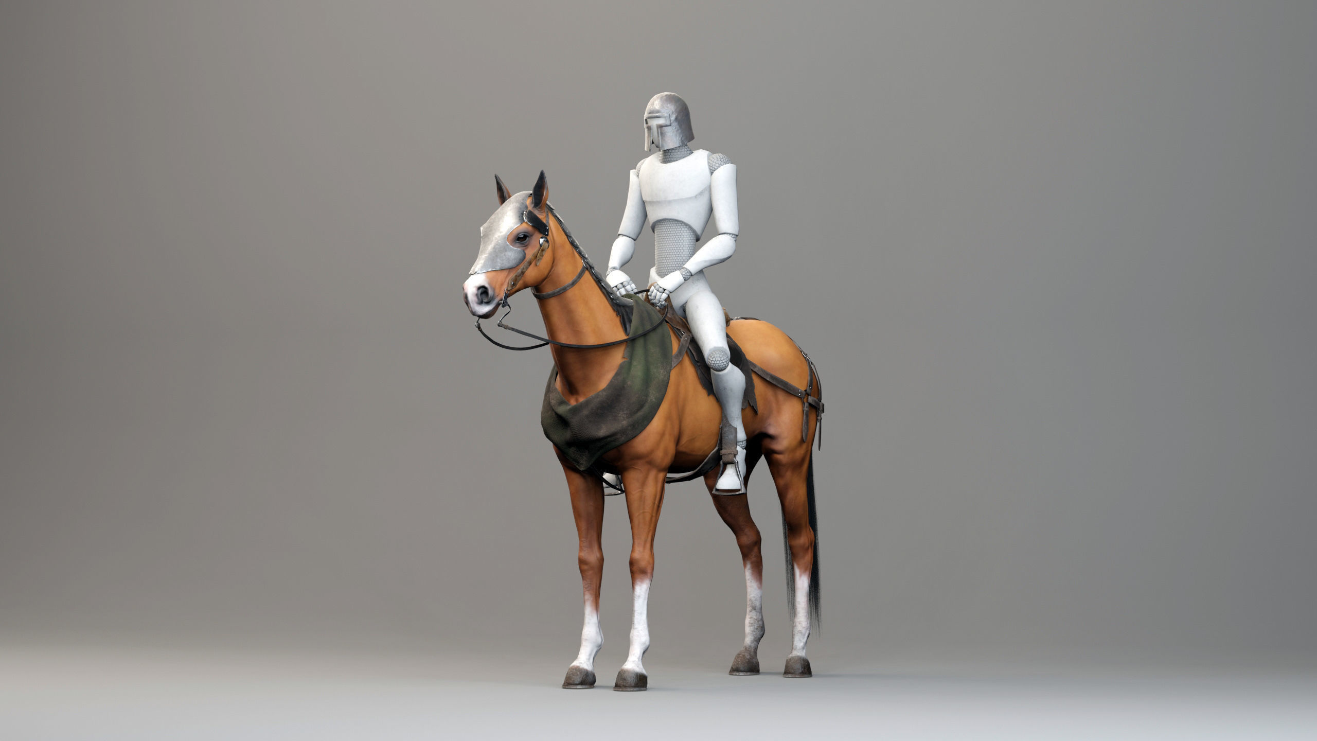 Classic Horse - Medieval Type Low-poly 3D model_2