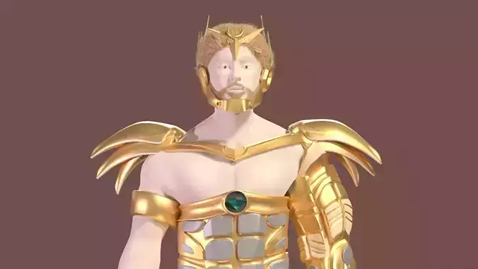 Atlant mermaid holding spear 3D model