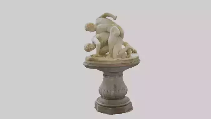 Statue marble of man and woman wrestling