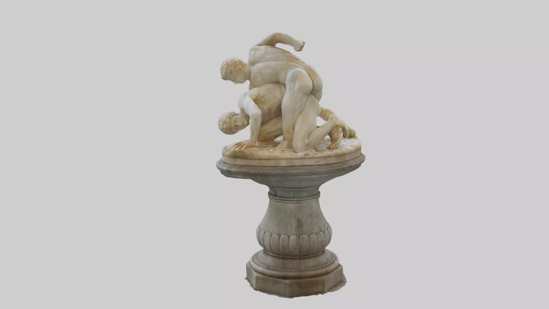 Statue marble of man and woman wrestling 3D model