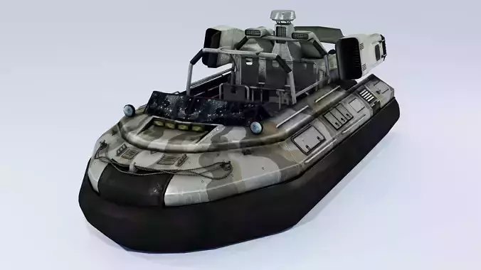Hovercraft amphibious vehicle Low-poly 3D model