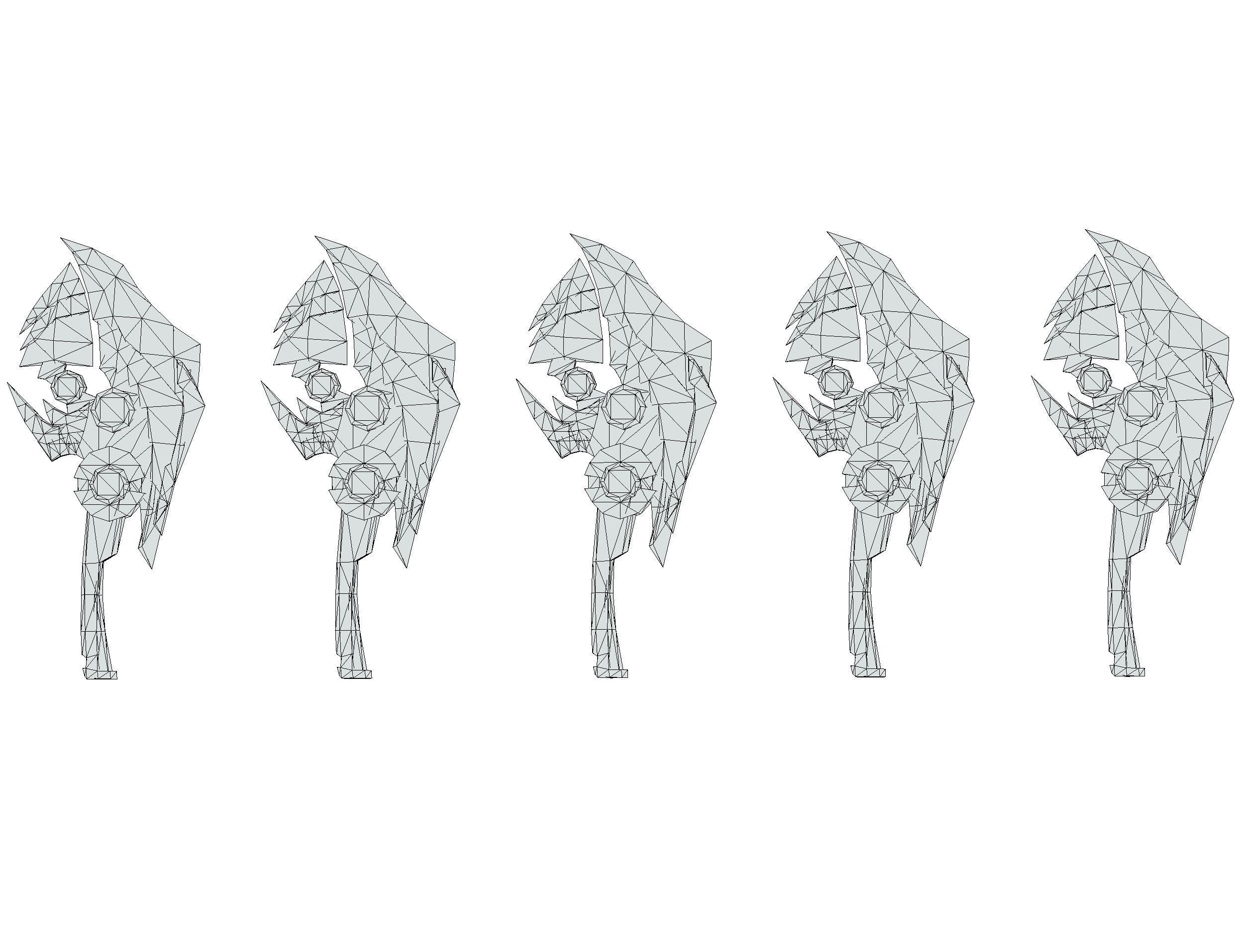 One-handed axe set3 Low-poly 3D model_21