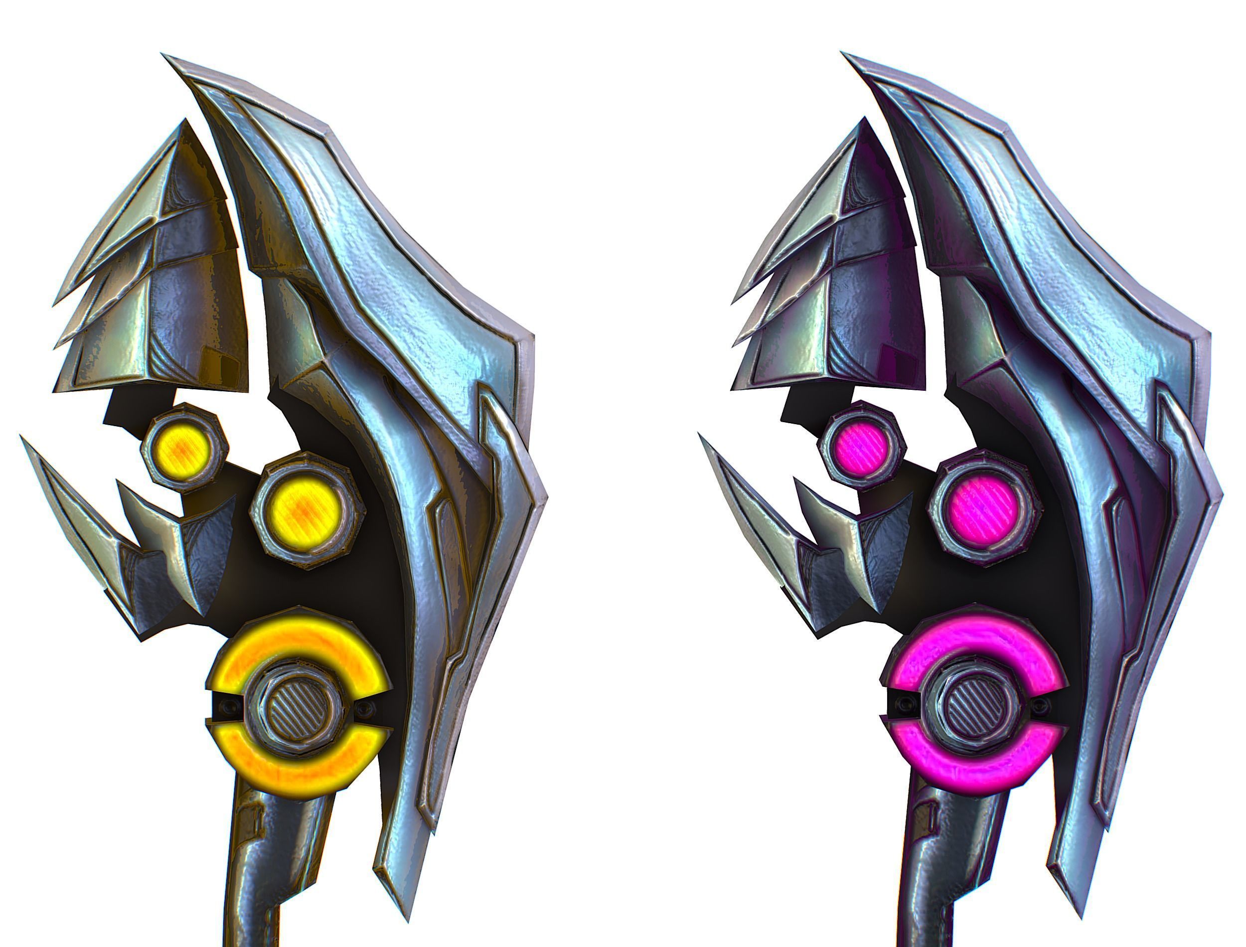 One-handed axe set3 Low-poly 3D model_12