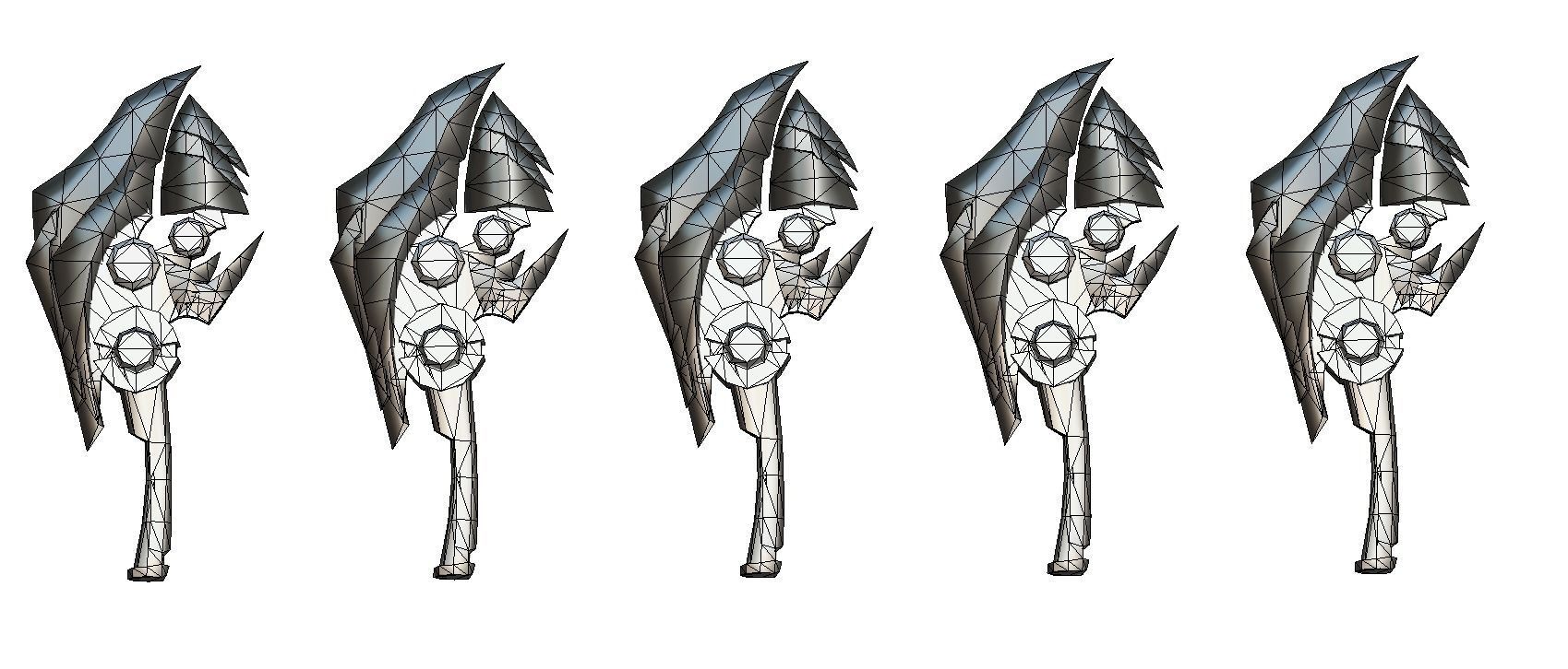 One-handed axe set3 Low-poly 3D model_27