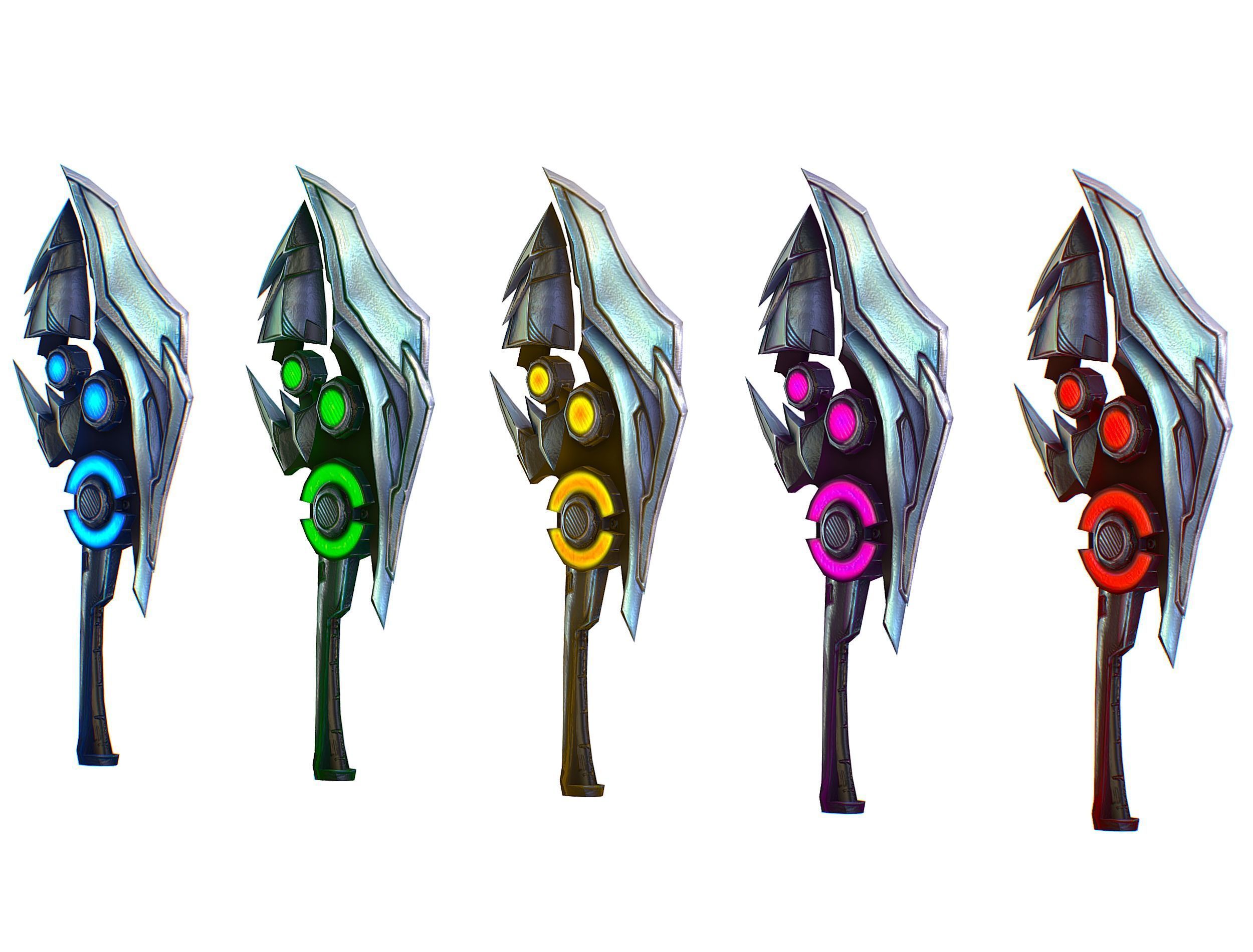 One-handed axe set3 Low-poly 3D model_2