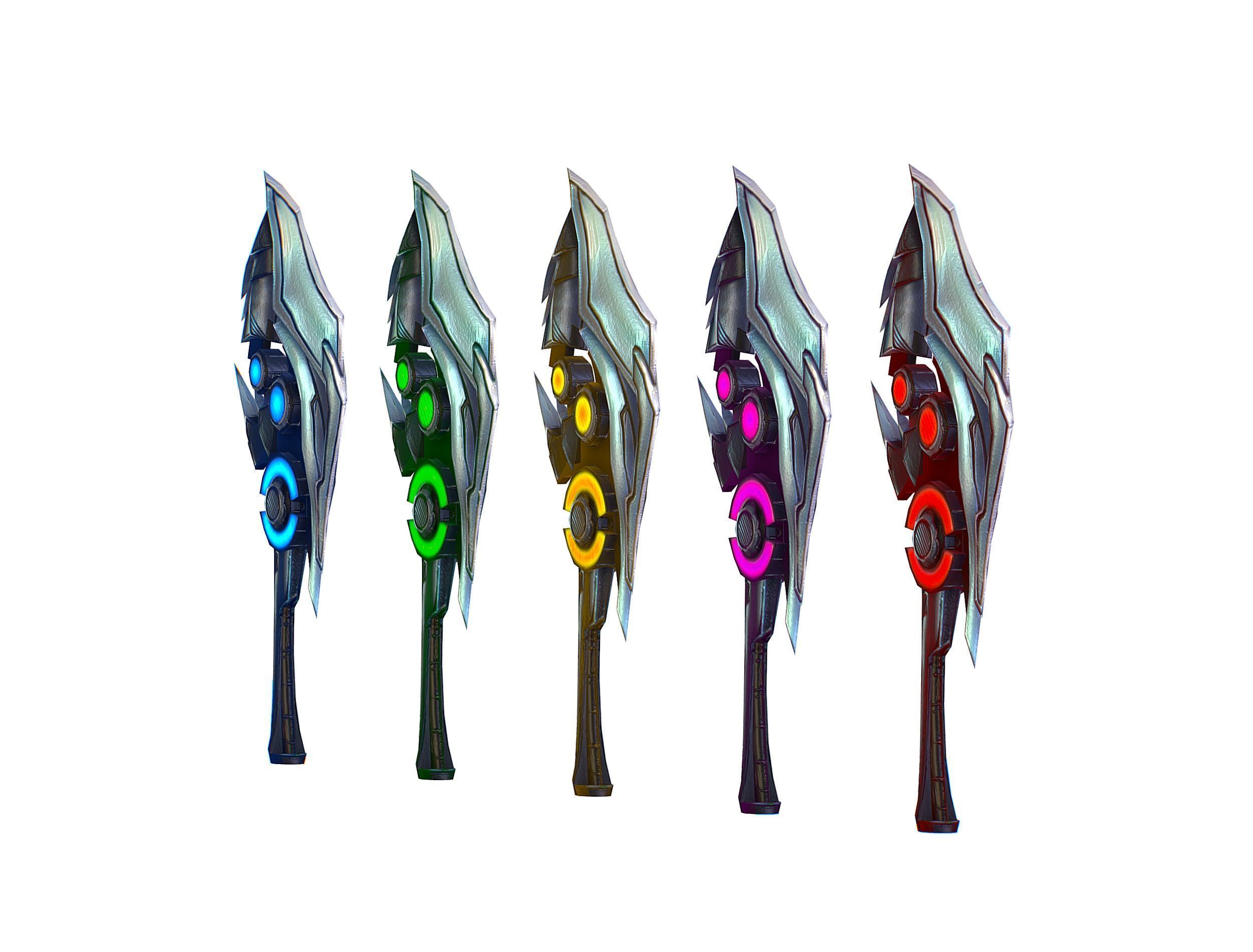 One-handed axe set3 Low-poly 3D model_3