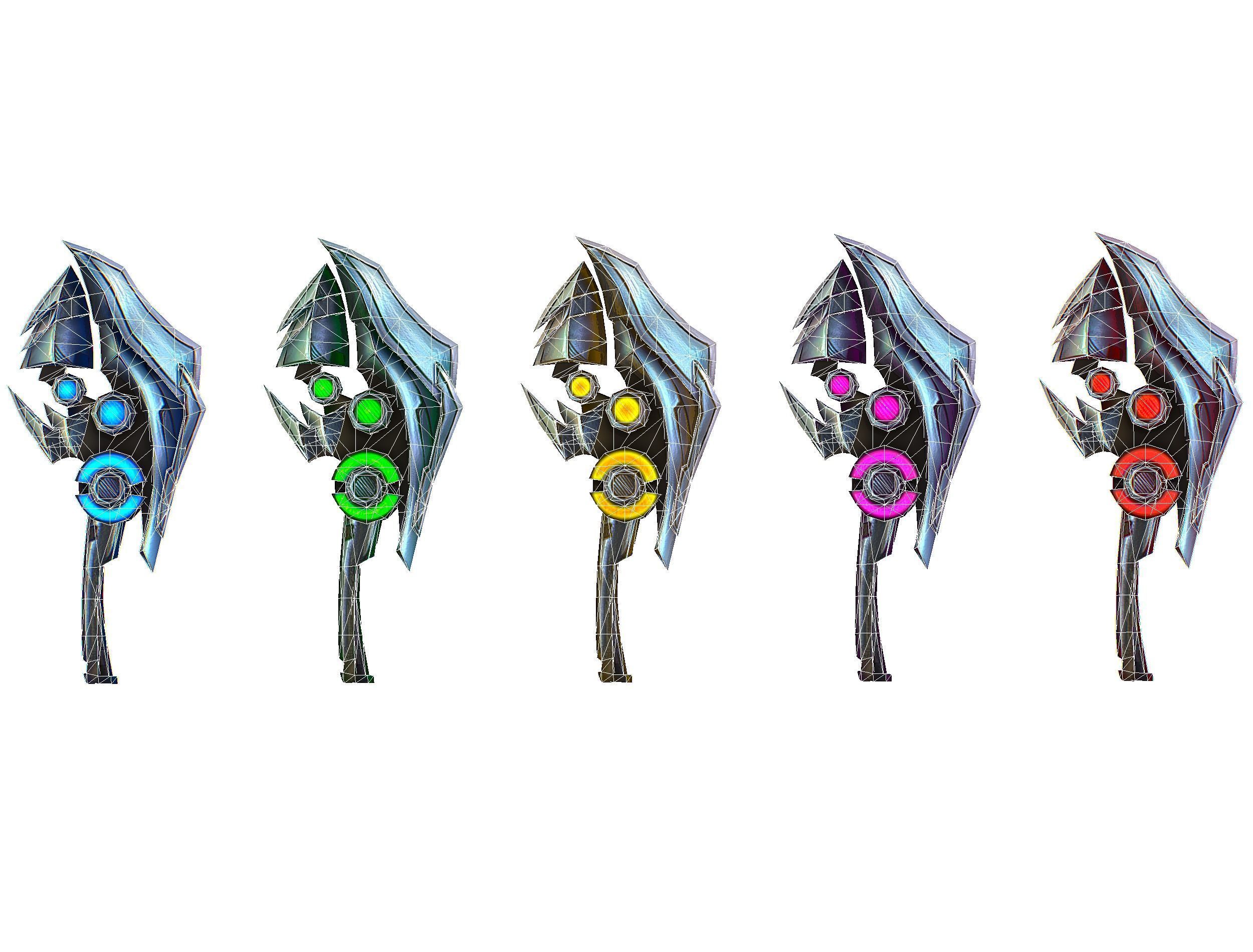 One-handed axe set3 Low-poly 3D model_18