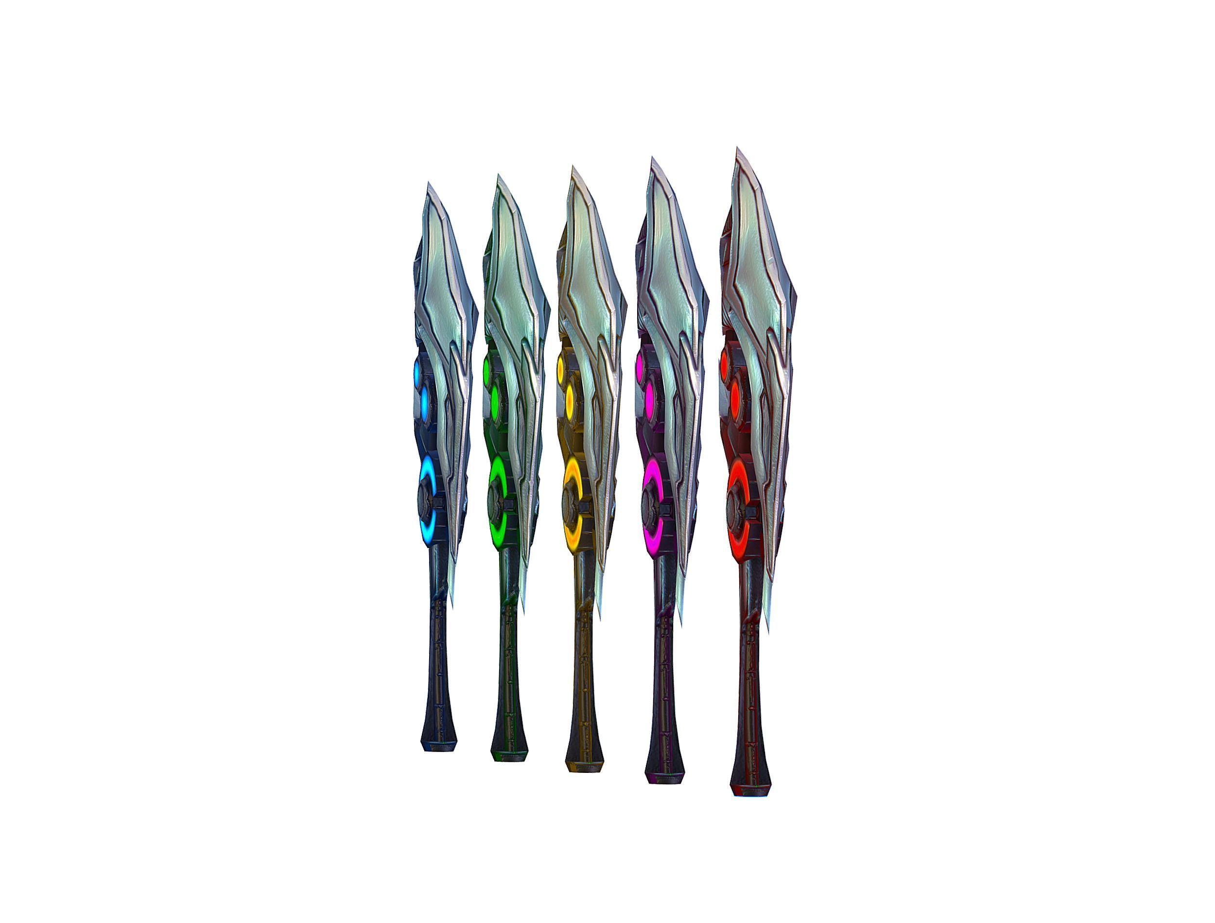 One-handed axe set3 Low-poly 3D model_4