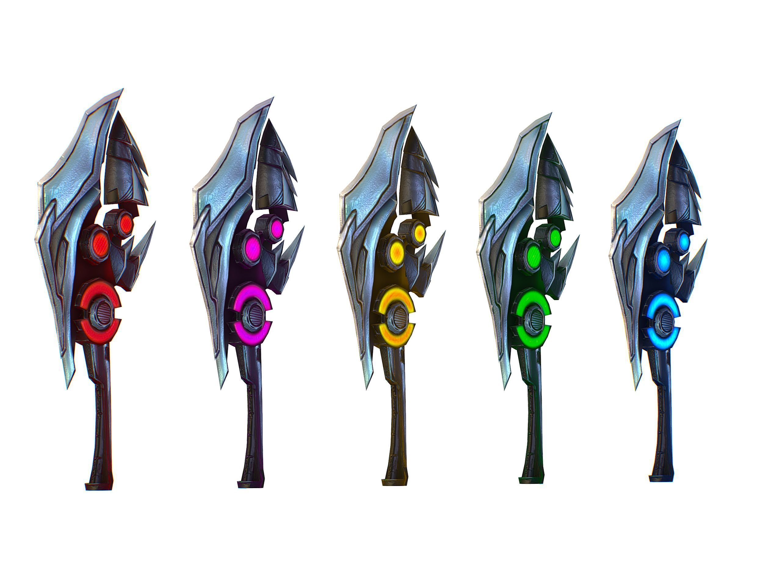 One-handed axe set3 Low-poly 3D model_8