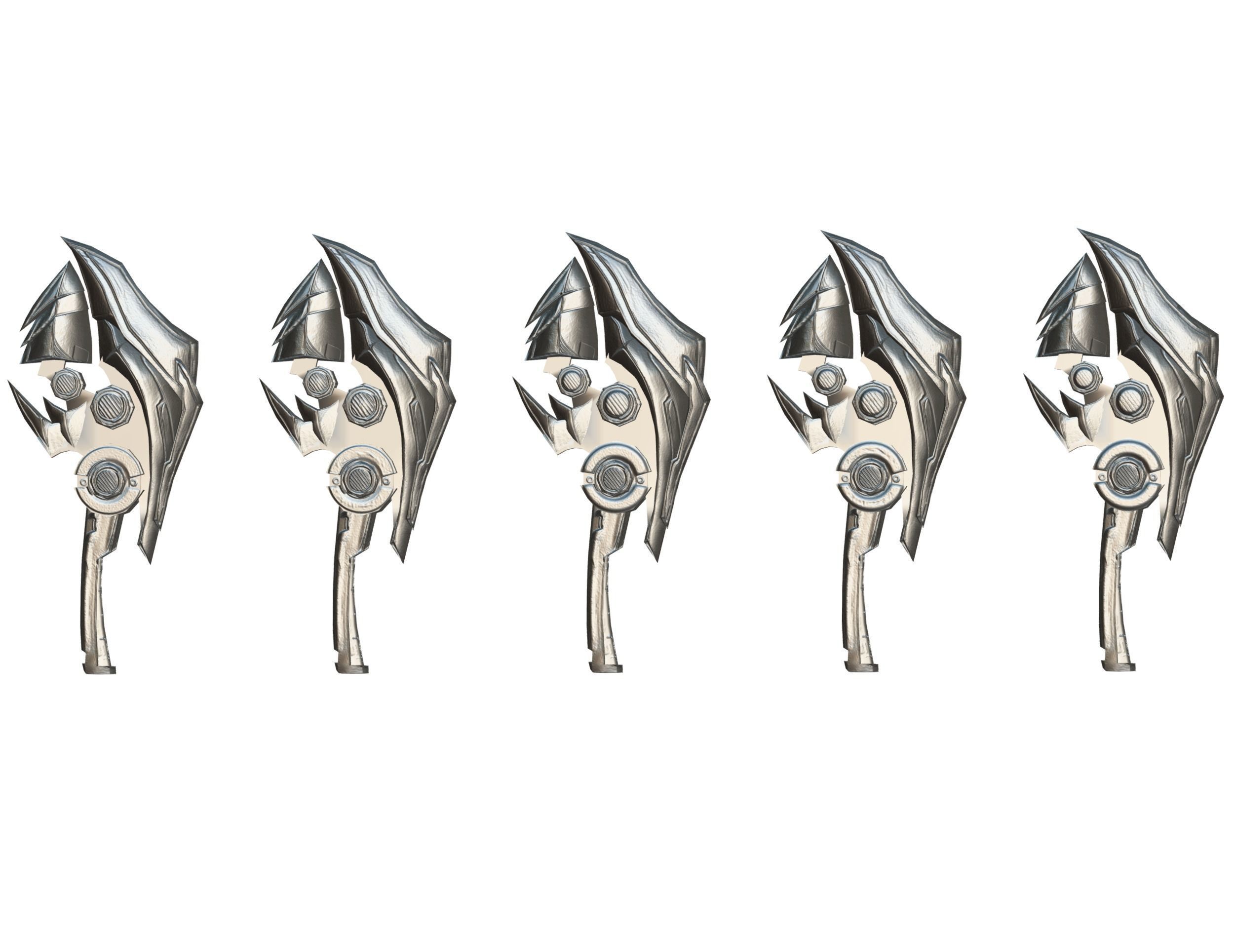 One-handed axe set3 Low-poly 3D model_20