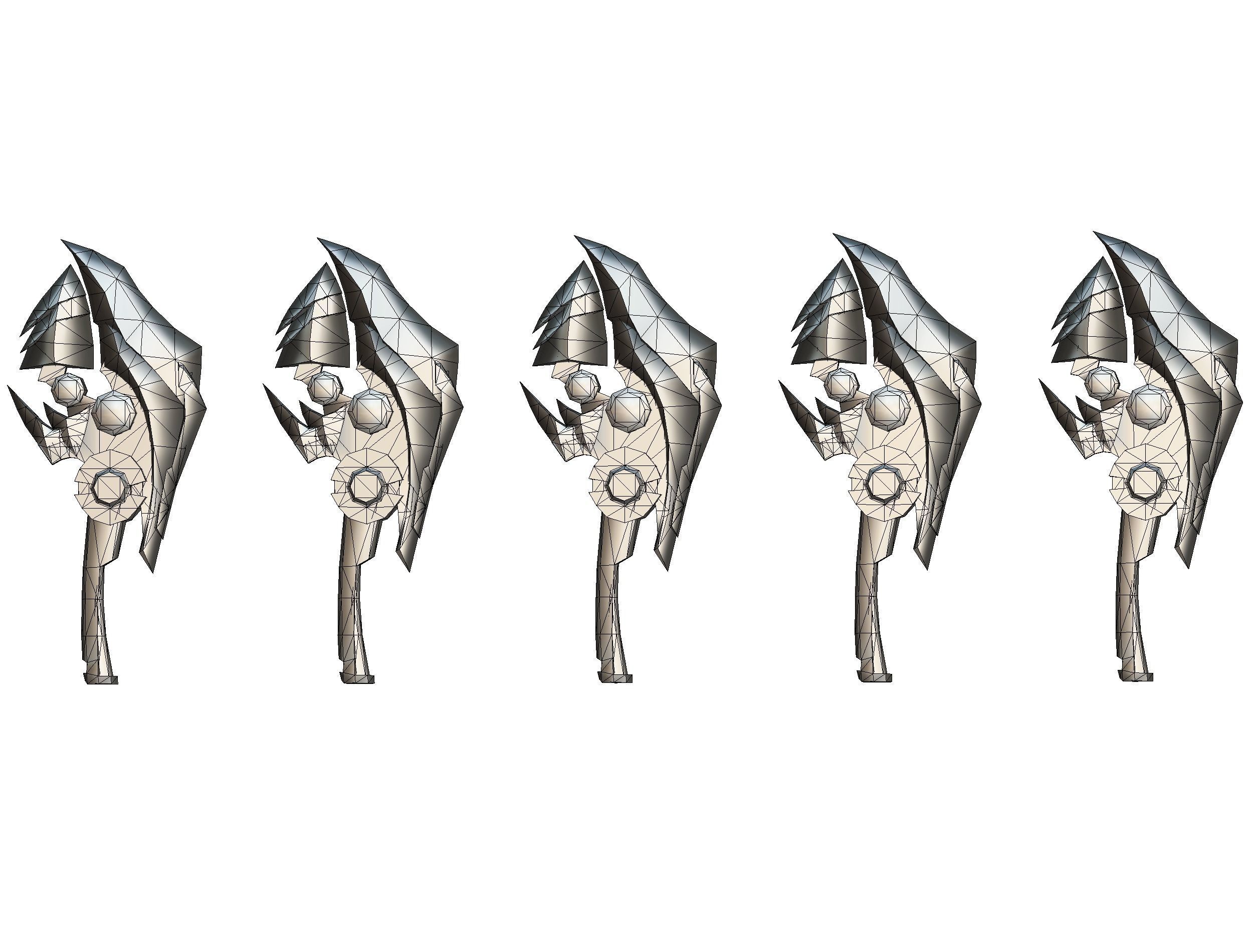 One-handed axe set3 Low-poly 3D model_19