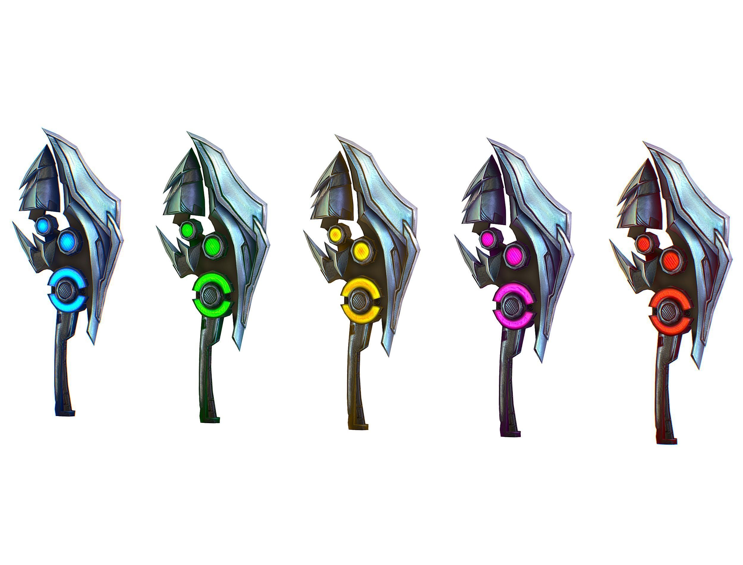 One-handed axe set3 Low-poly 3D model_1