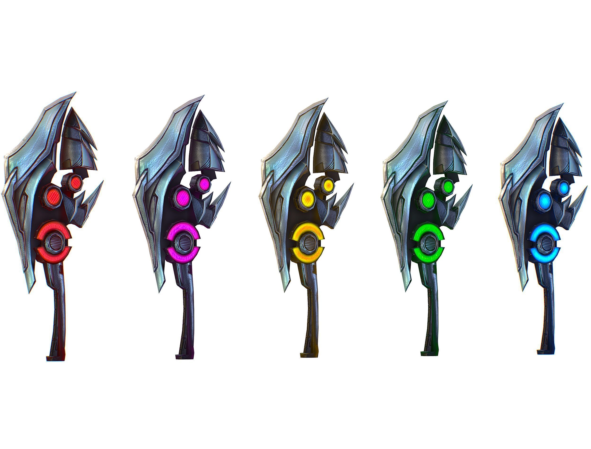 One-handed axe set3 Low-poly 3D model_9