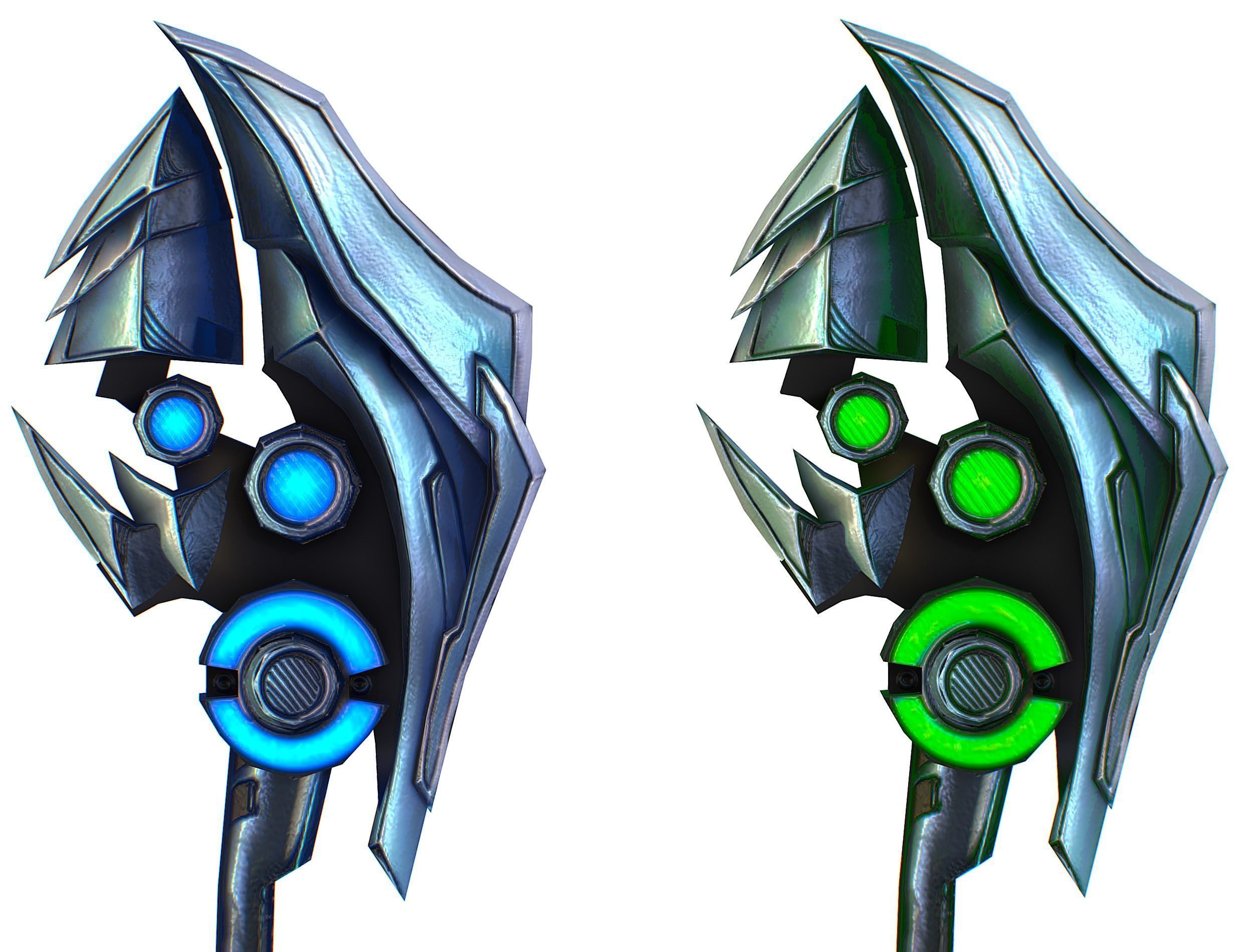 One-handed axe set3 Low-poly 3D model_10