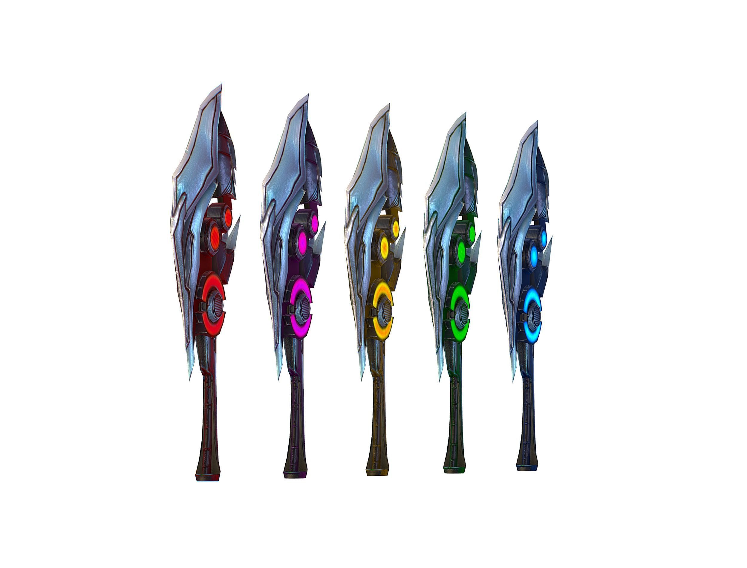 One-handed axe set3 Low-poly 3D model_7