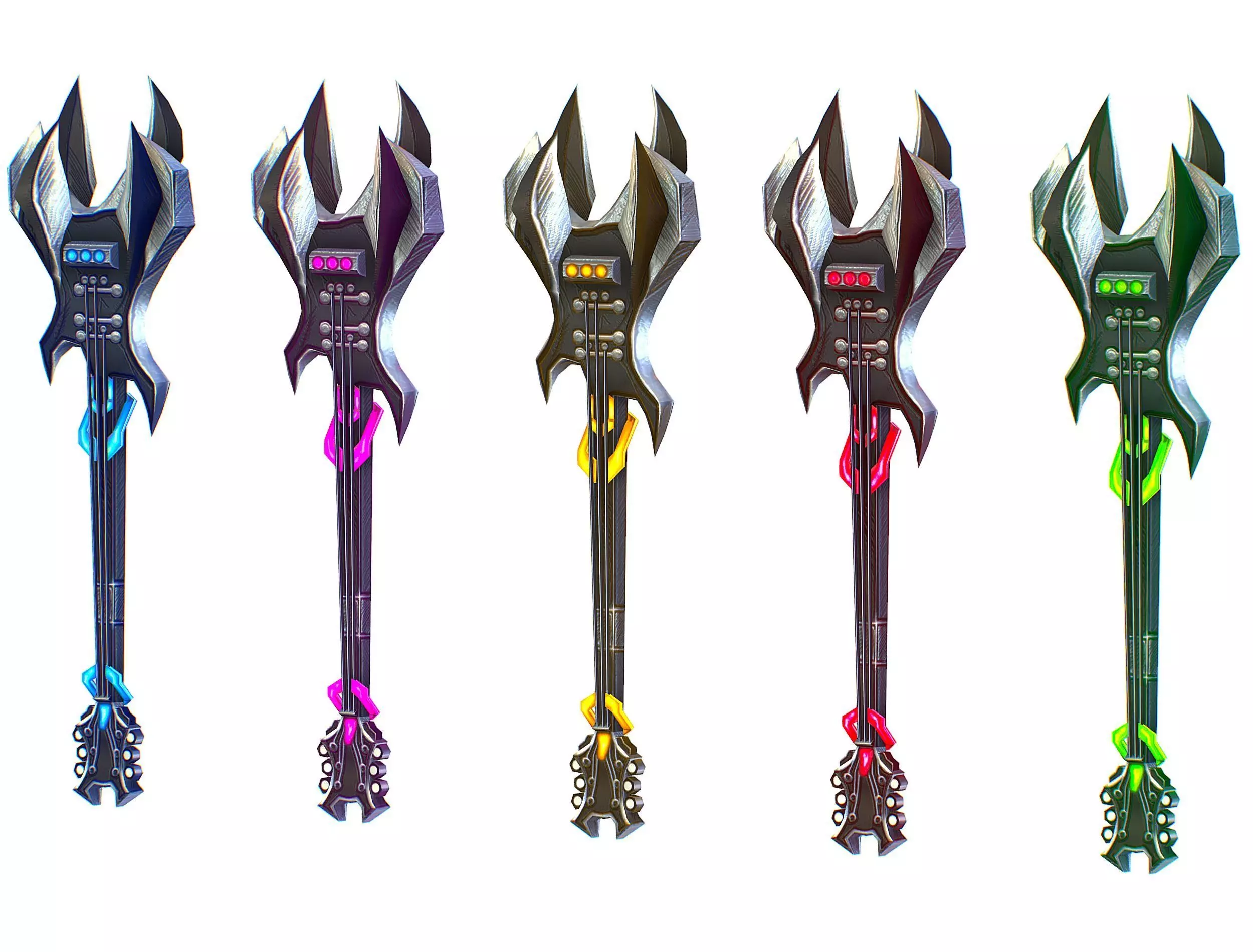 a set of cutting weapons Low-poly 3D model_0