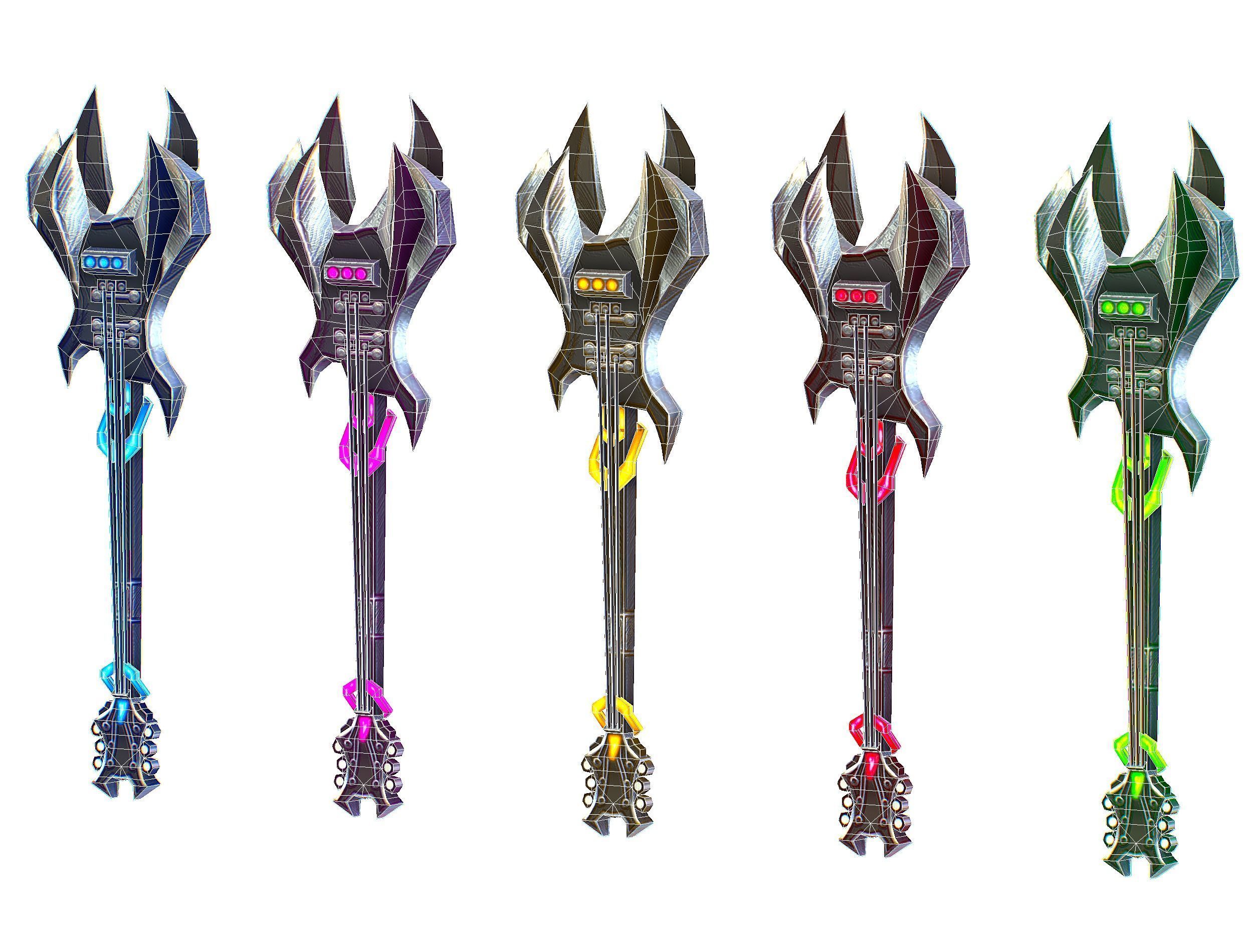 a set of cutting weapons Low-poly 3D model_19