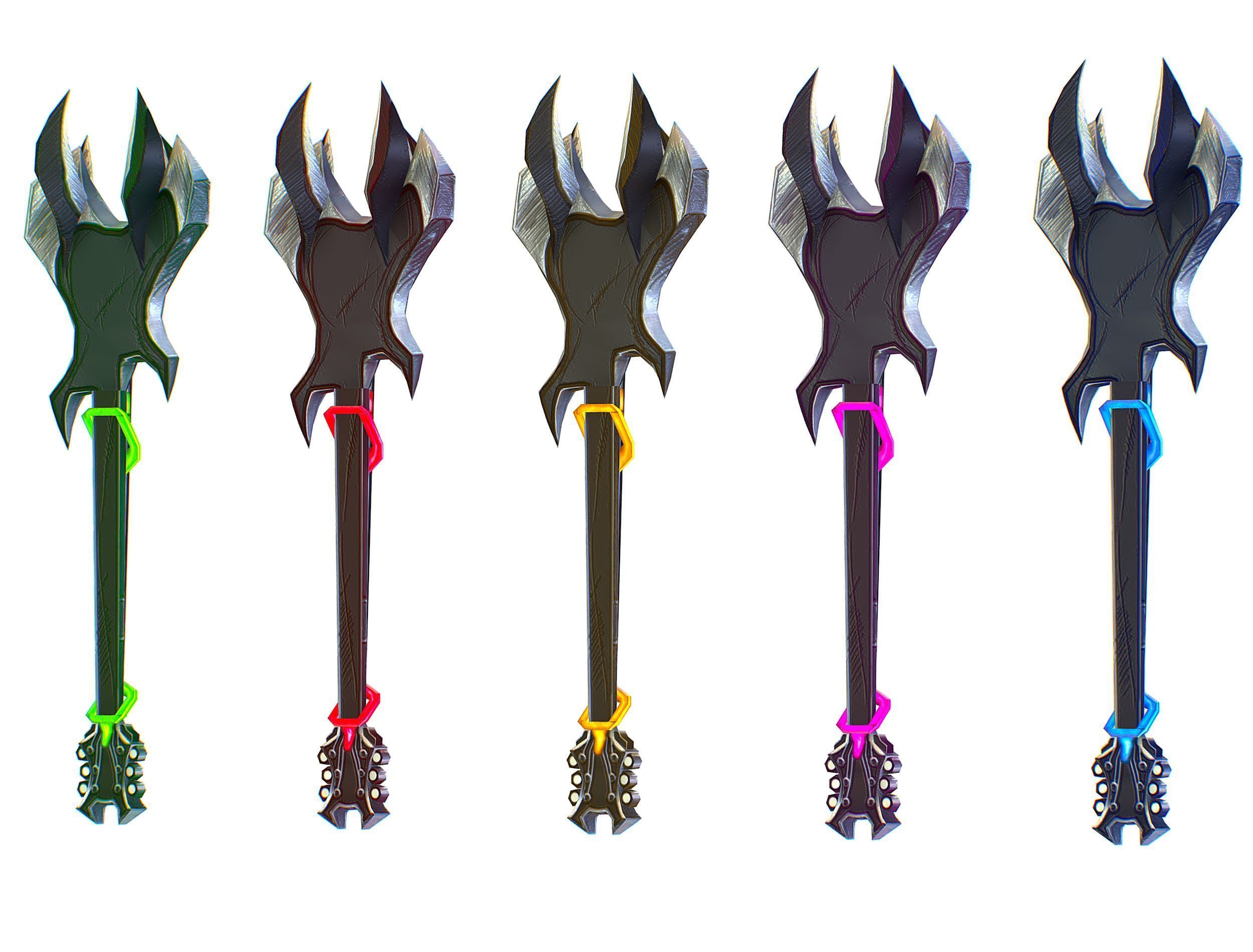 a set of cutting weapons Low-poly 3D model_12