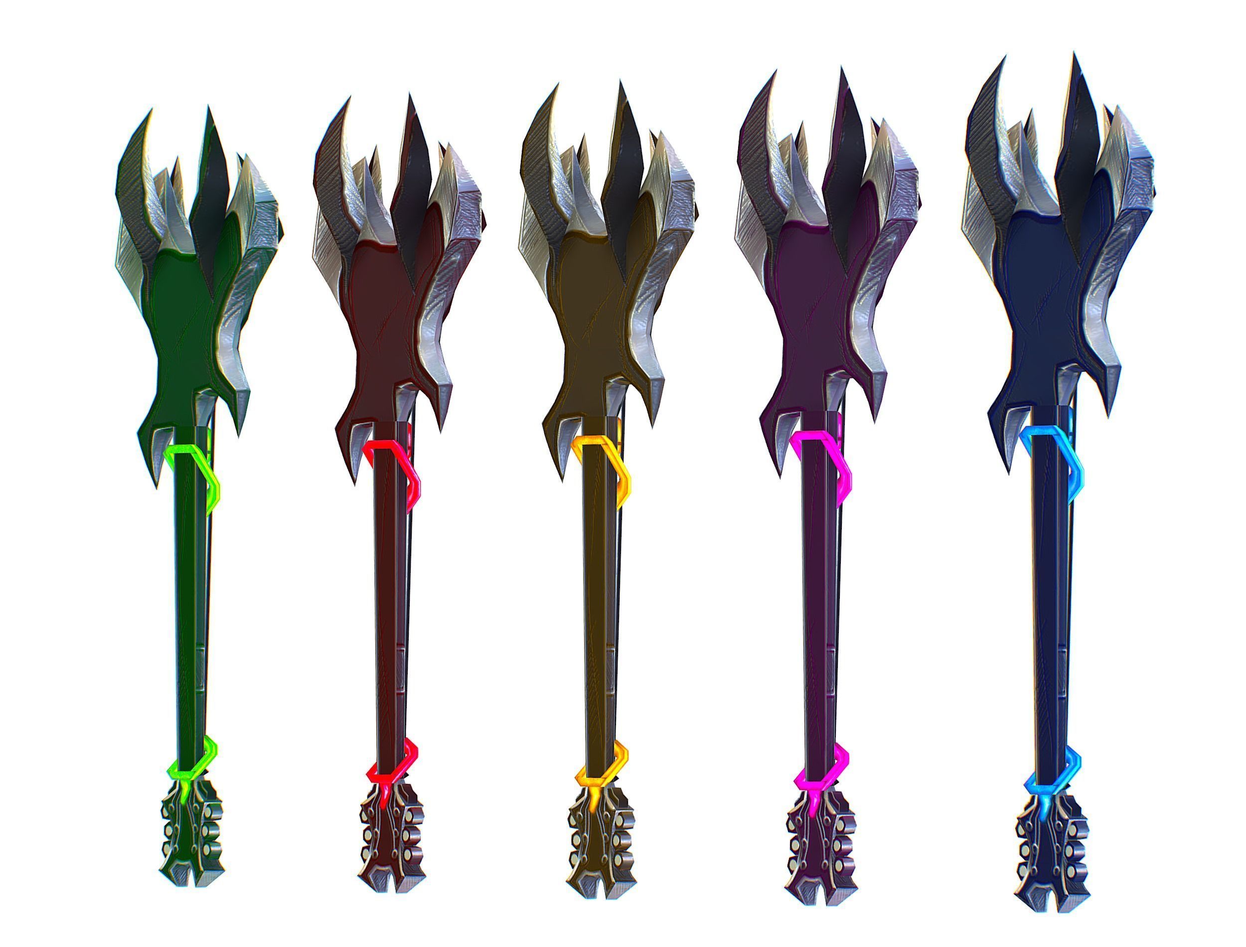 a set of cutting weapons Low-poly 3D model_13