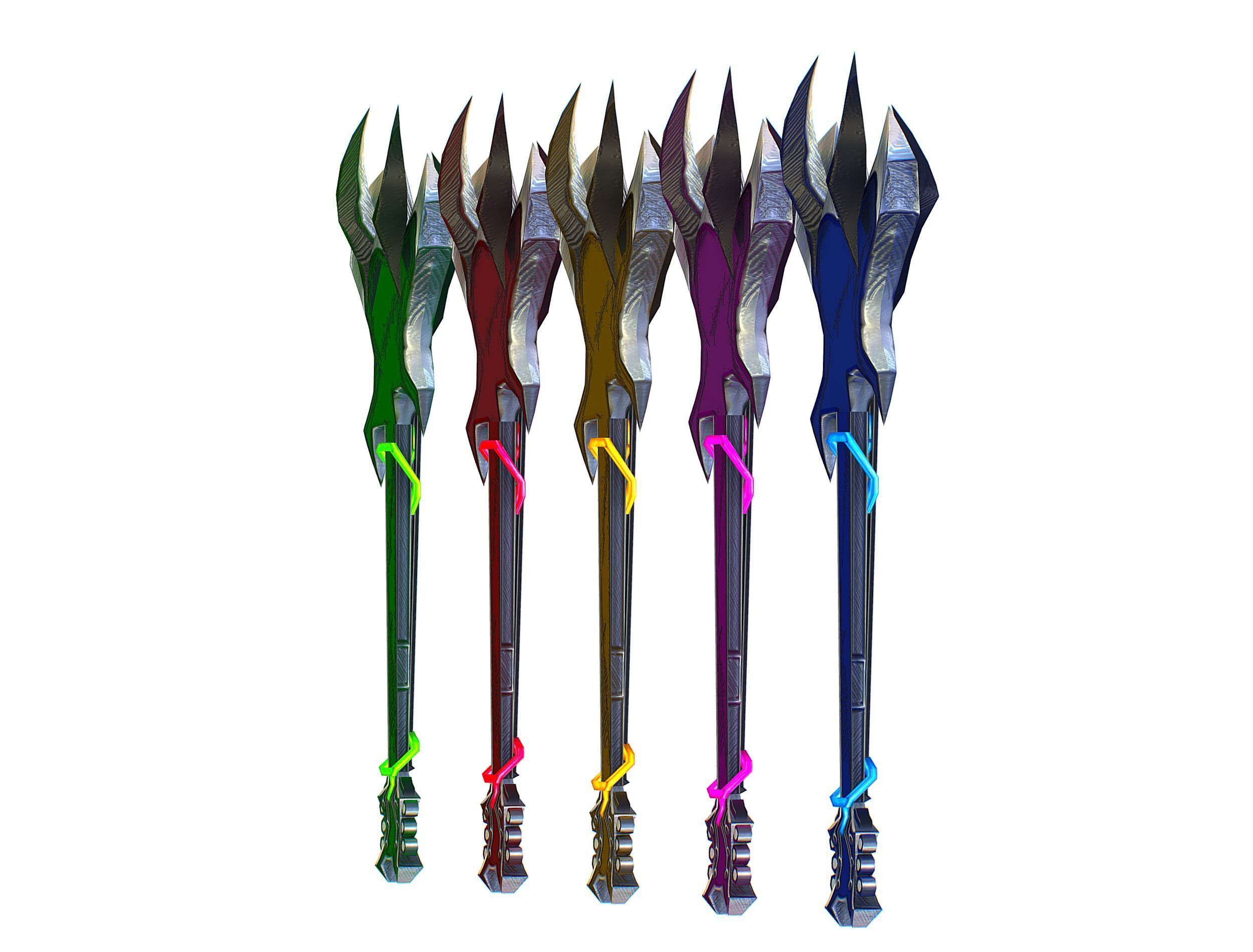 a set of cutting weapons Low-poly 3D model_14