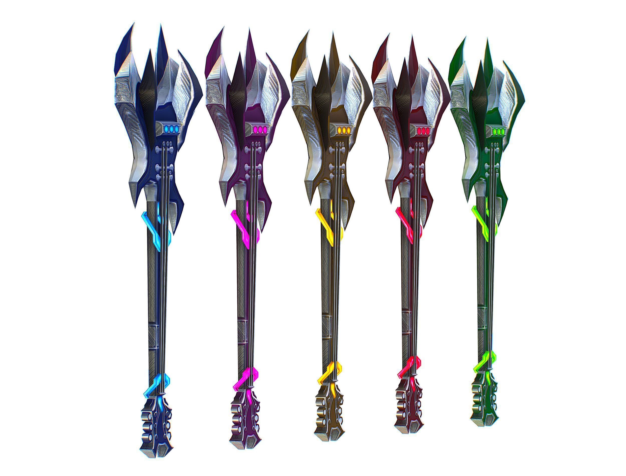 a set of cutting weapons Low-poly 3D model_17