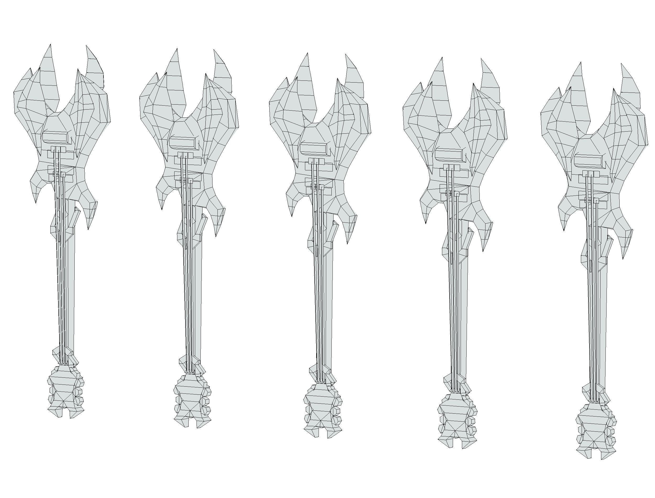 a set of cutting weapons Low-poly 3D model_22