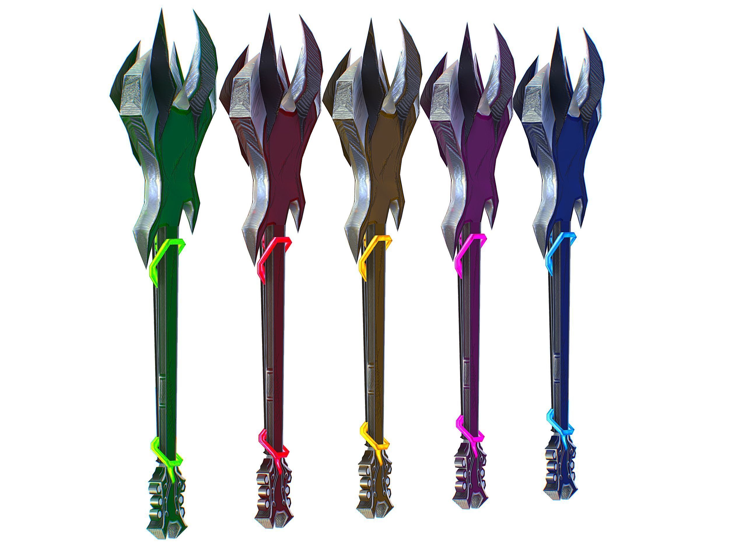 a set of cutting weapons Low-poly 3D model_7