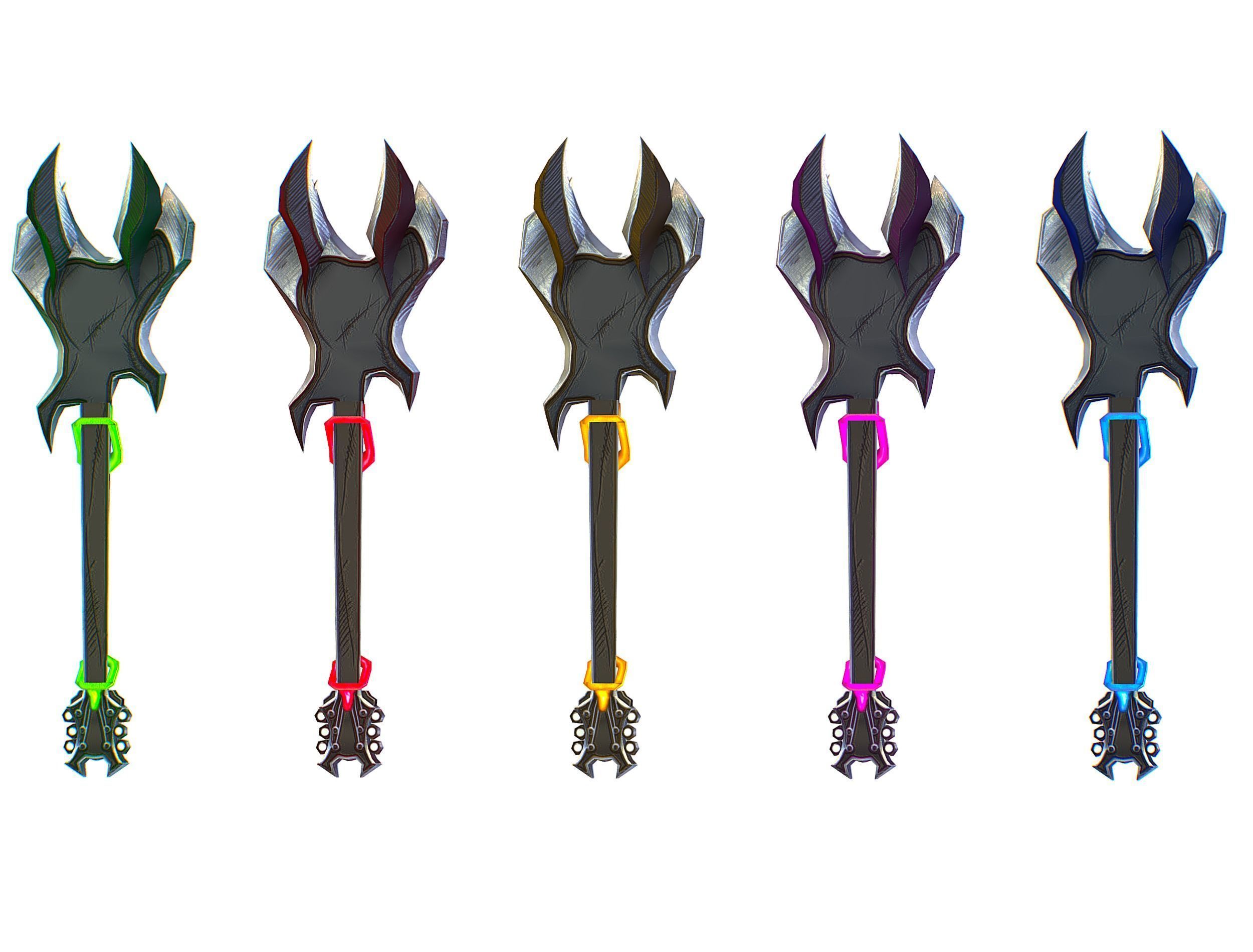 a set of cutting weapons Low-poly 3D model_11
