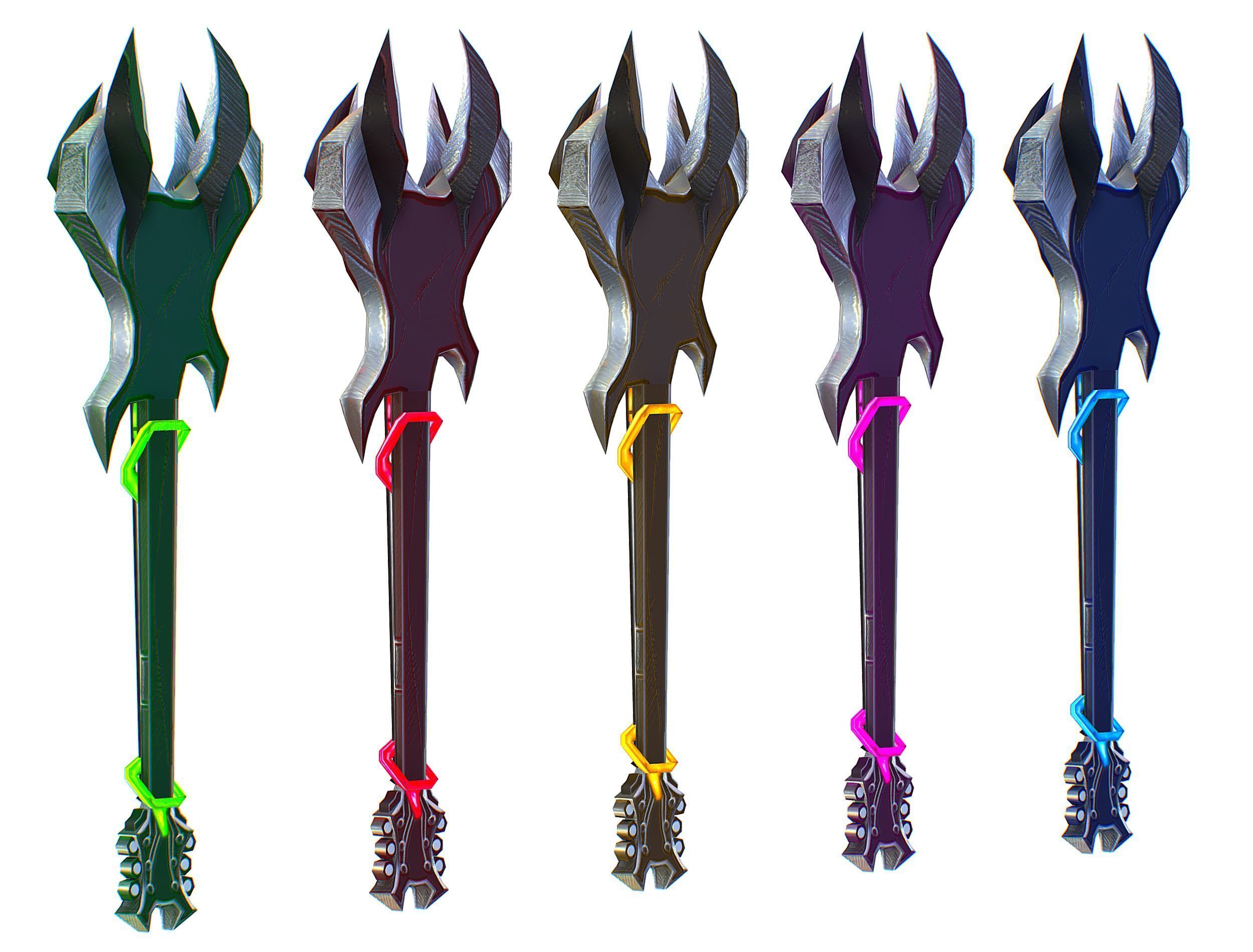 a set of cutting weapons Low-poly 3D model_8