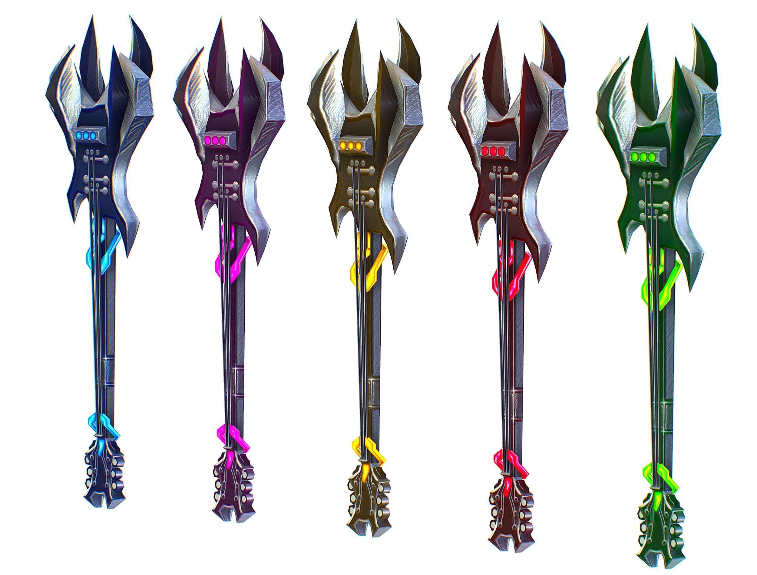 a set of cutting weapons Low-poly 3D model_1