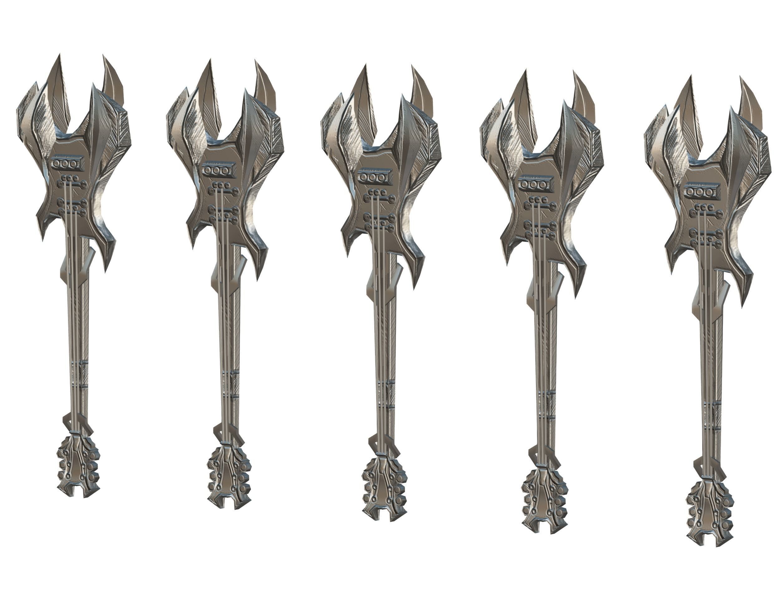 a set of cutting weapons Low-poly 3D model_21