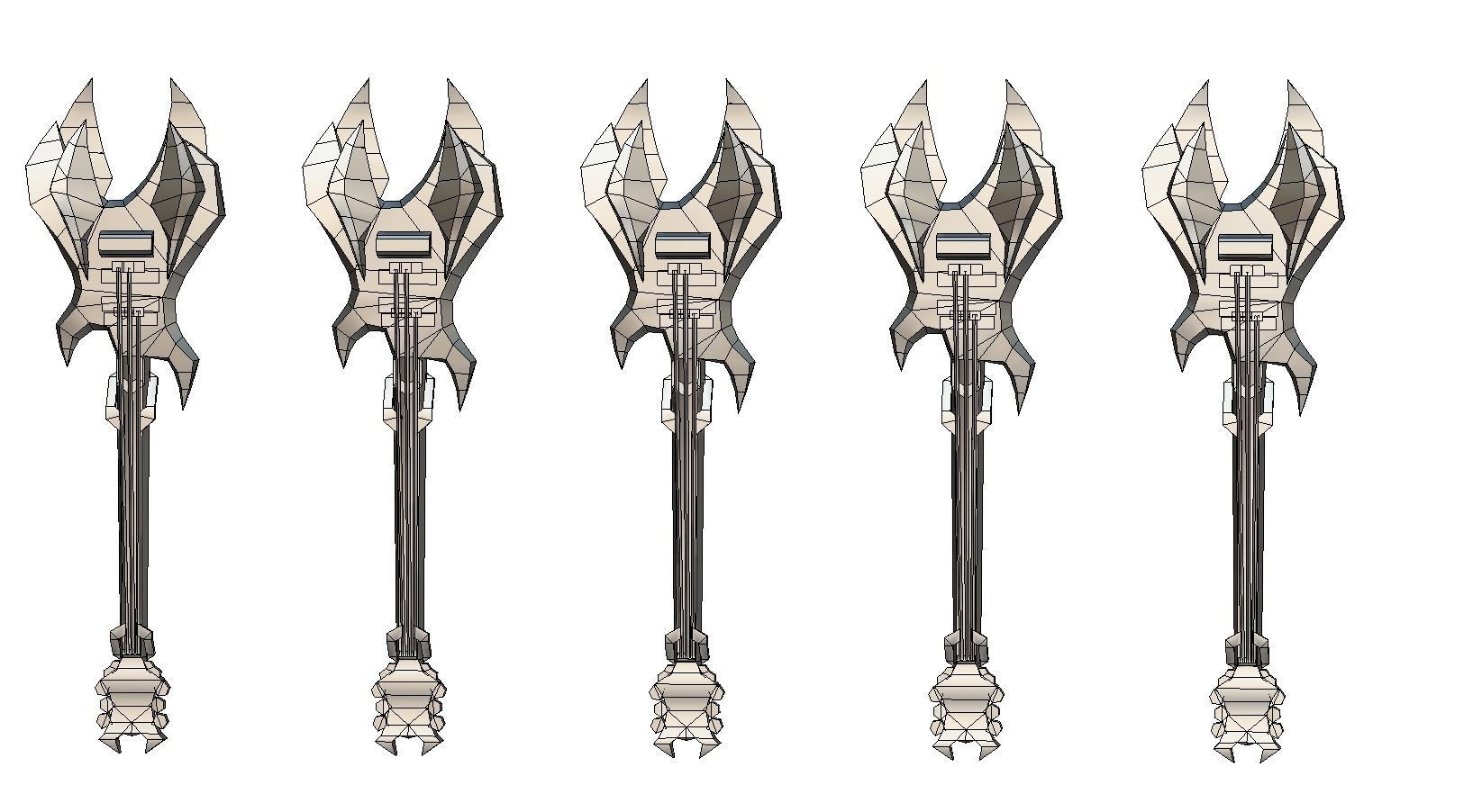a set of cutting weapons Low-poly 3D model_24
