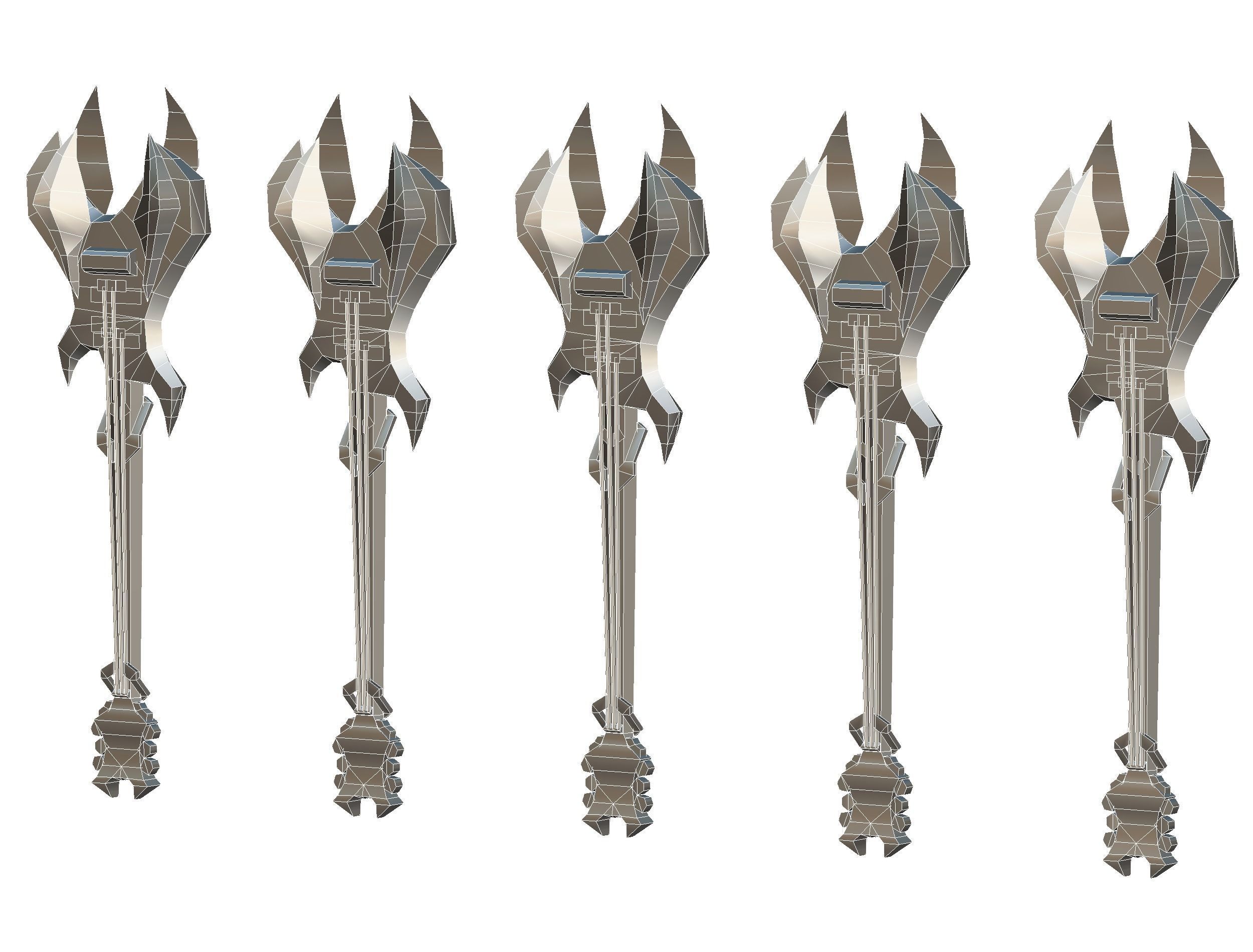 a set of cutting weapons Low-poly 3D model_20